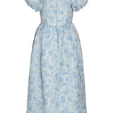 Lillian Cornflower And Mint Brocade Midi Dress