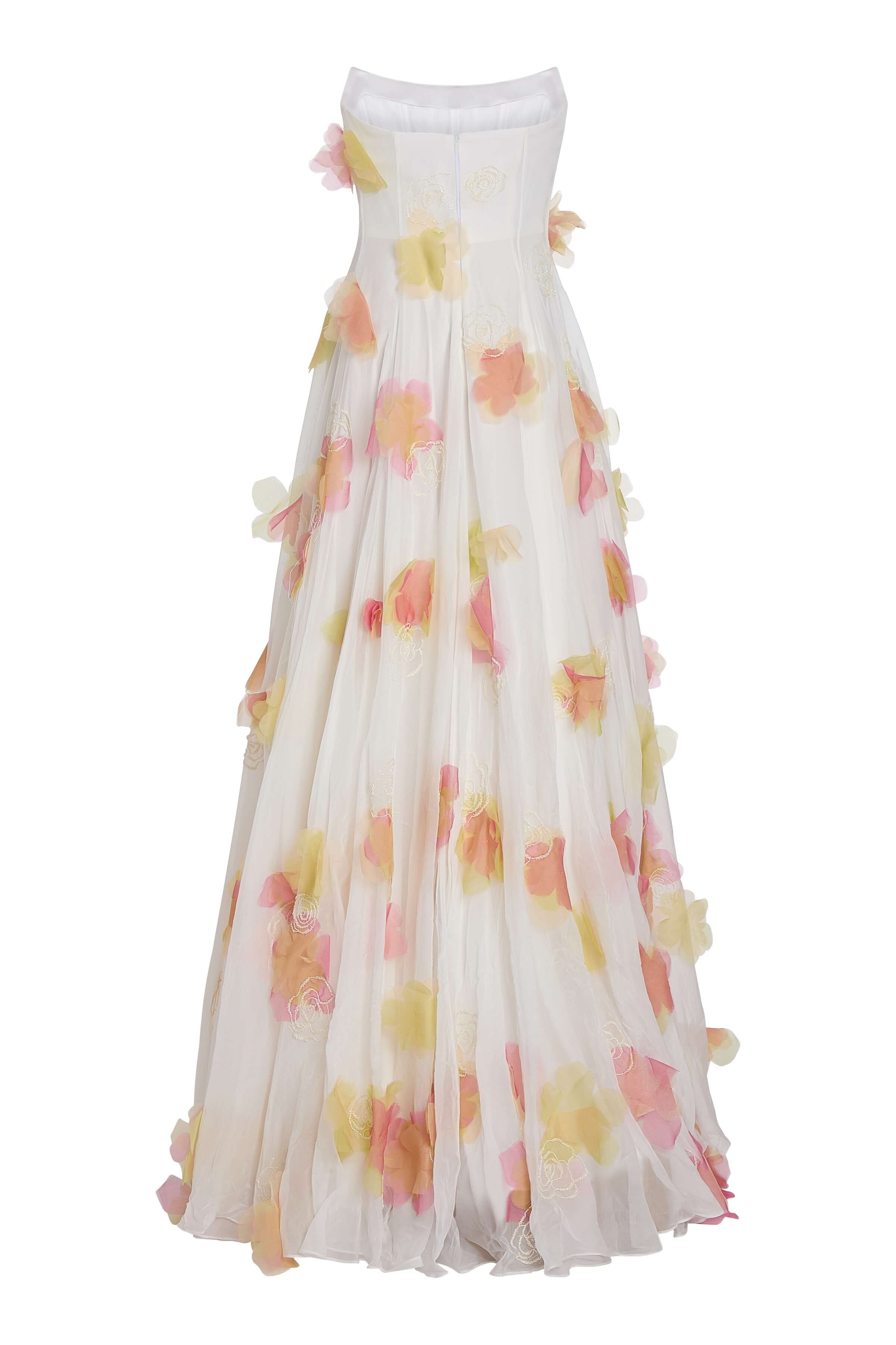 Laila Floral Beaded Organza Strapless Gown