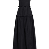 Alanna Black Gingham Taffeta Ruffle Tiered Gown