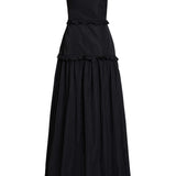 Alanna Black Gingham Taffeta Ruffle Tiered Gown