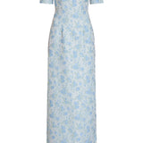Gilda Cornflower And Mint Brocade Gown