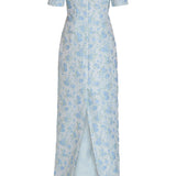 Gilda Cornflower And Mint Brocade Gown