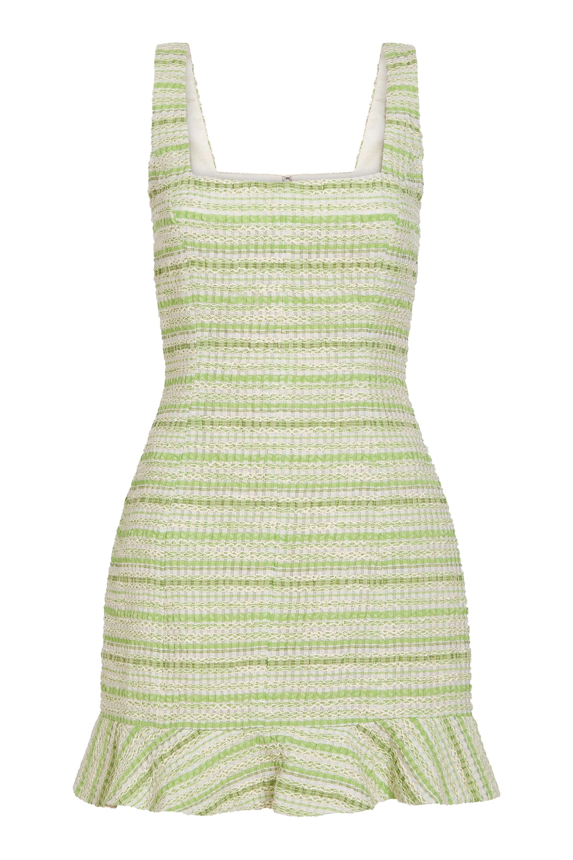Kira Lime Textured Stripe Mini Dress