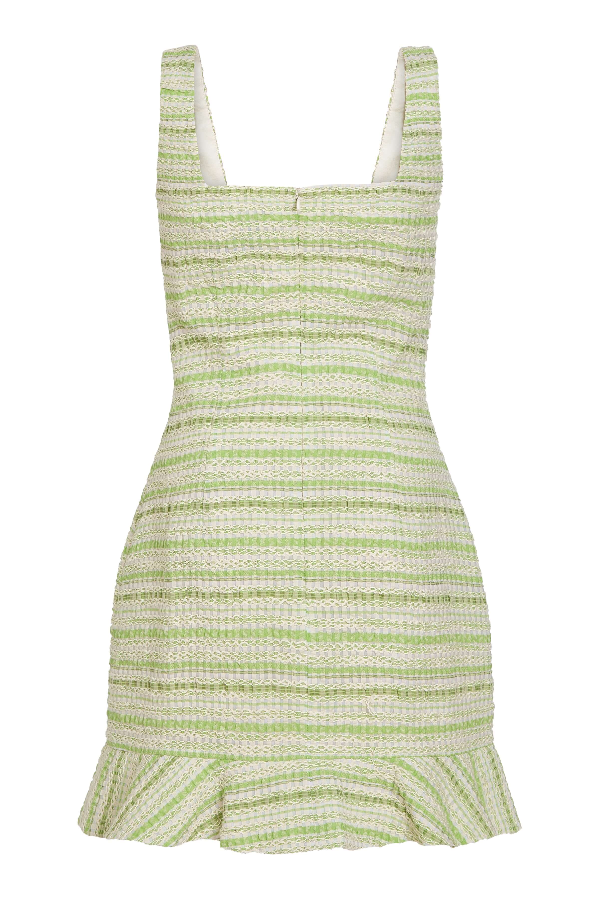 Kira Lime Textured Stripe Mini Dress