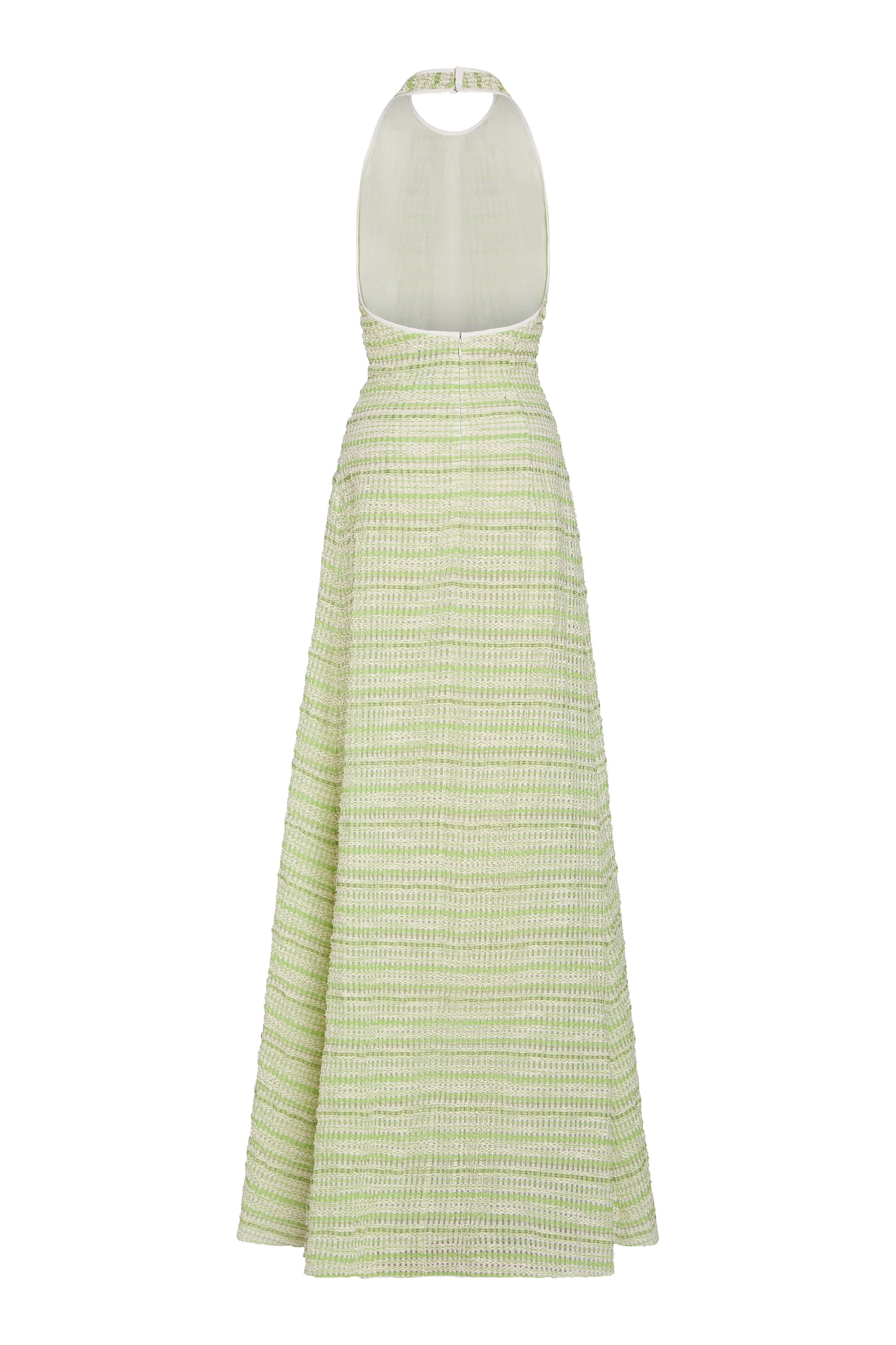 Saraha Lime Textured Stripe Halter Gown