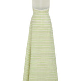 Saraha Lime Textured Stripe Halter Gown