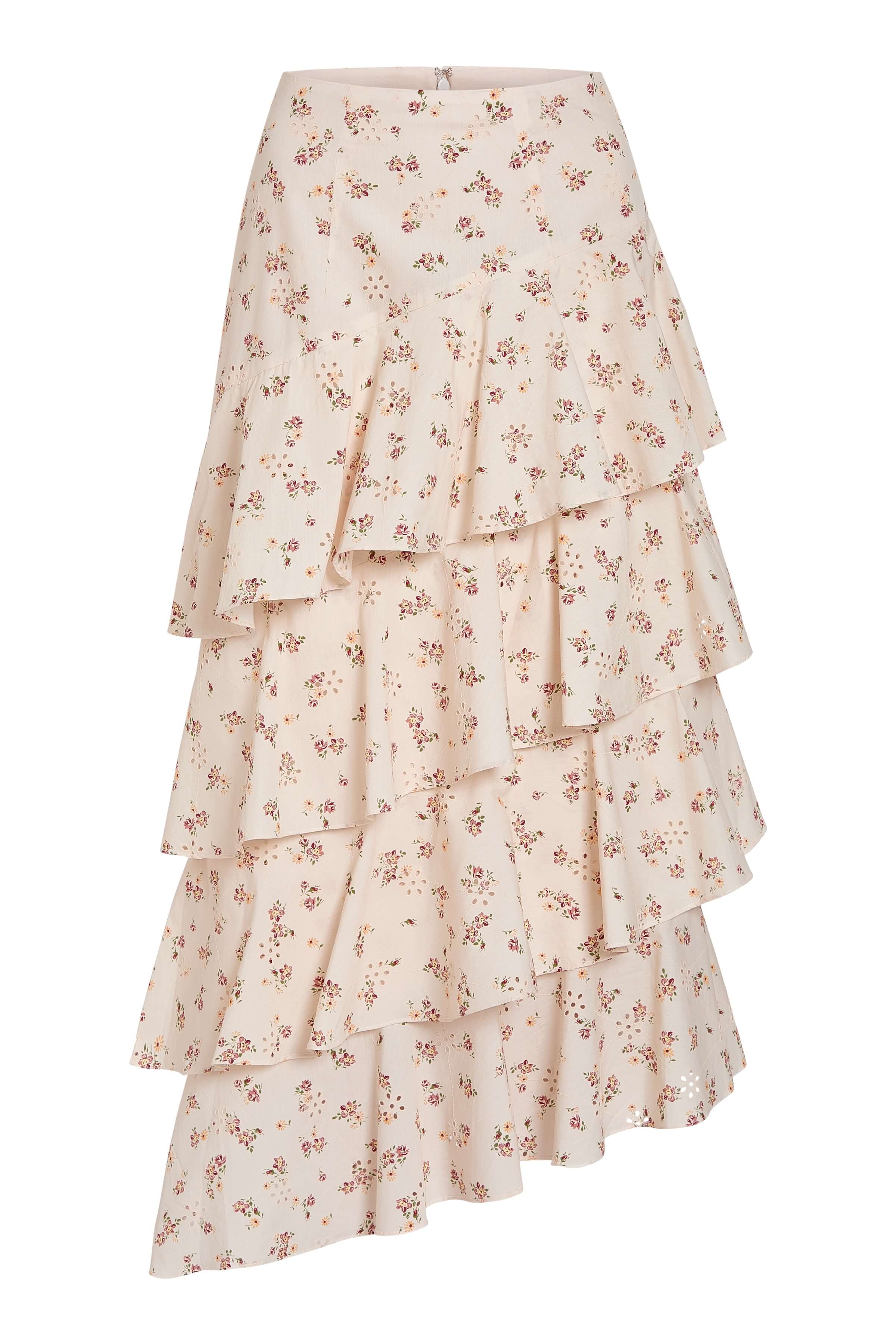 Laura Blush Bouquet Cotton Eyelet Midi Skirt