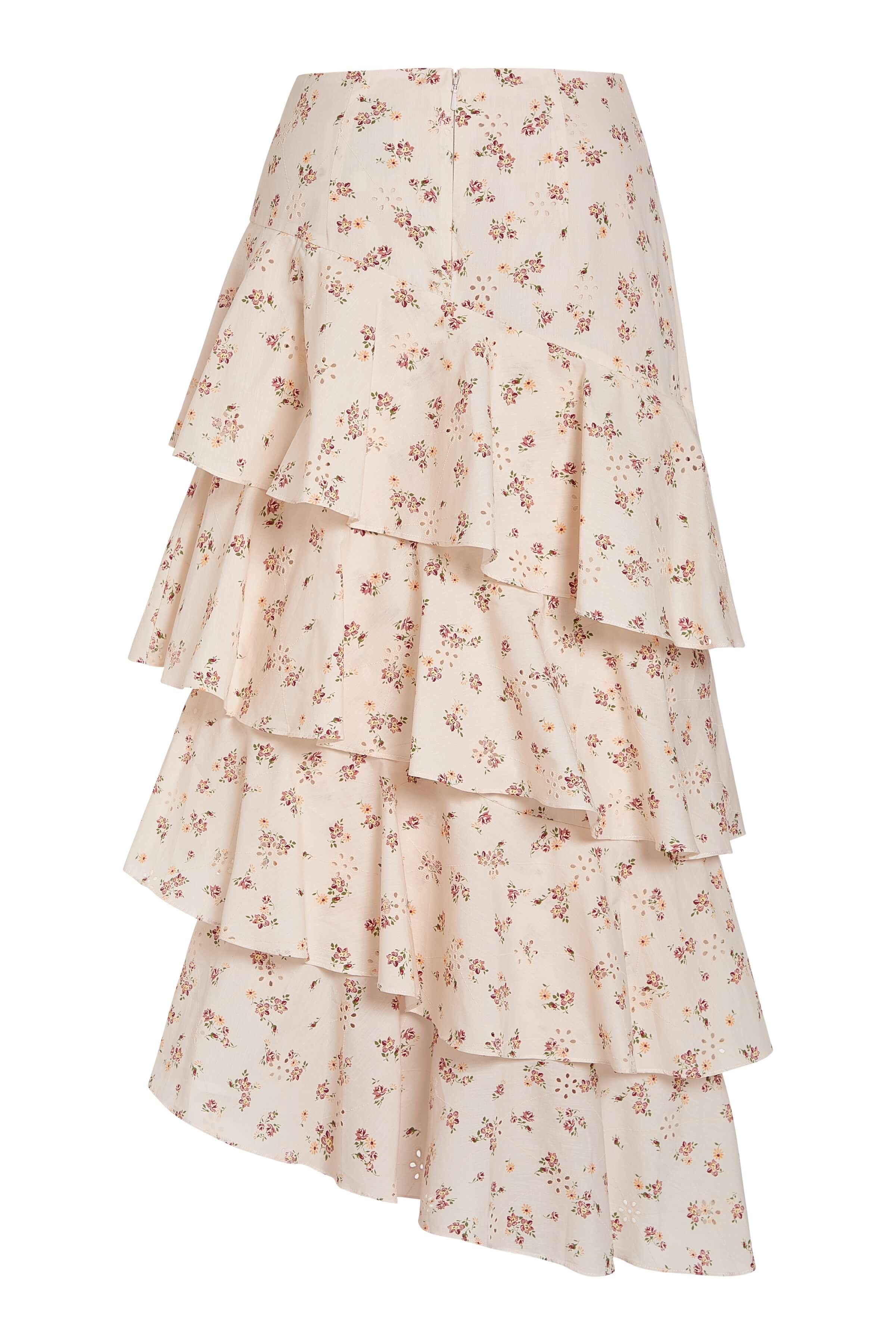 Laura Blush Bouquet Cotton Eyelet Midi Skirt