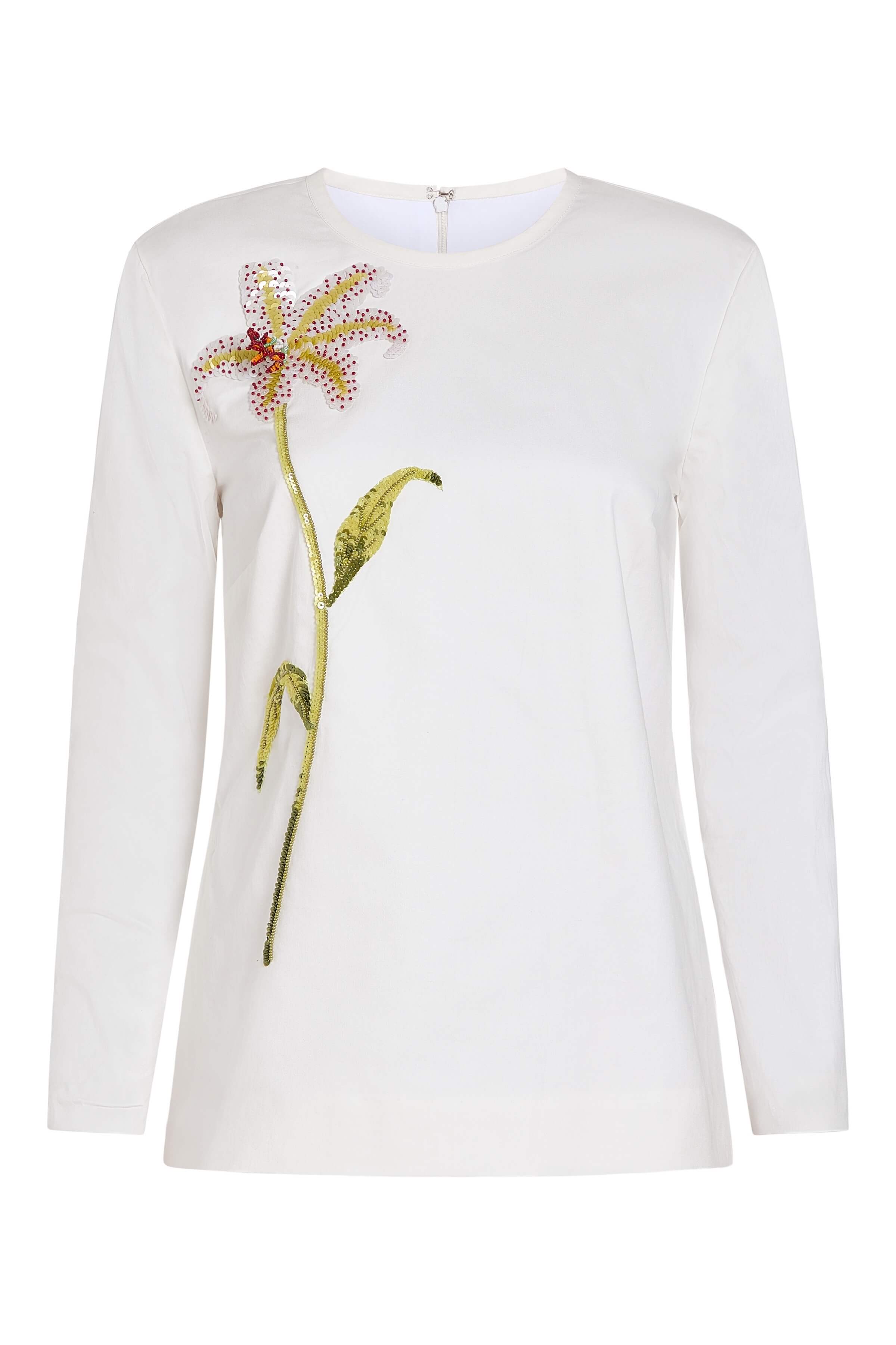 Winona 3D Hand Beaded Tiger Lily Top