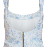 Maisie Cornflower and Mint Brocade Top