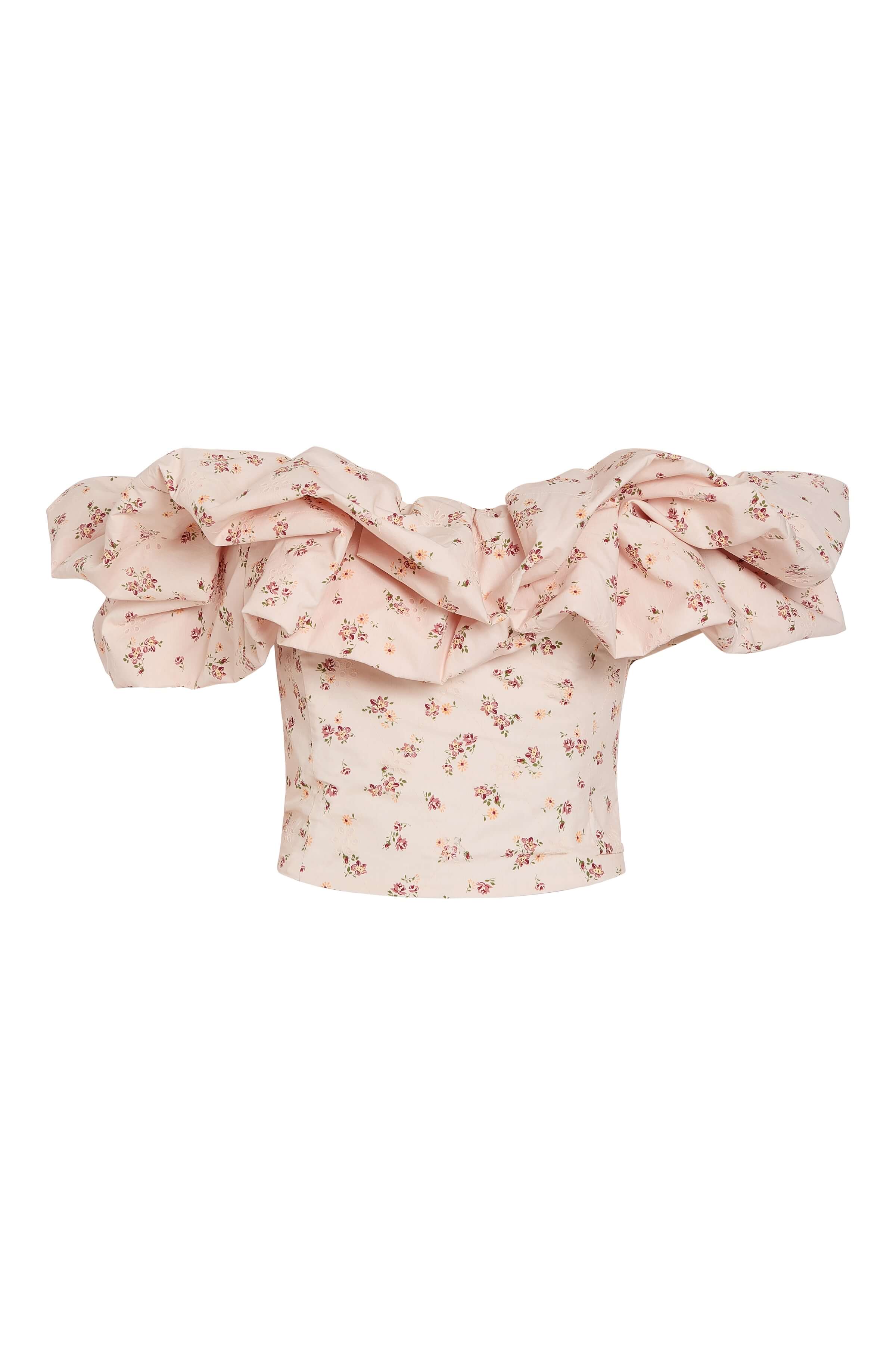 Dalia Blush Bouquet Cotton Eyelet Off-The-Shoulder Top