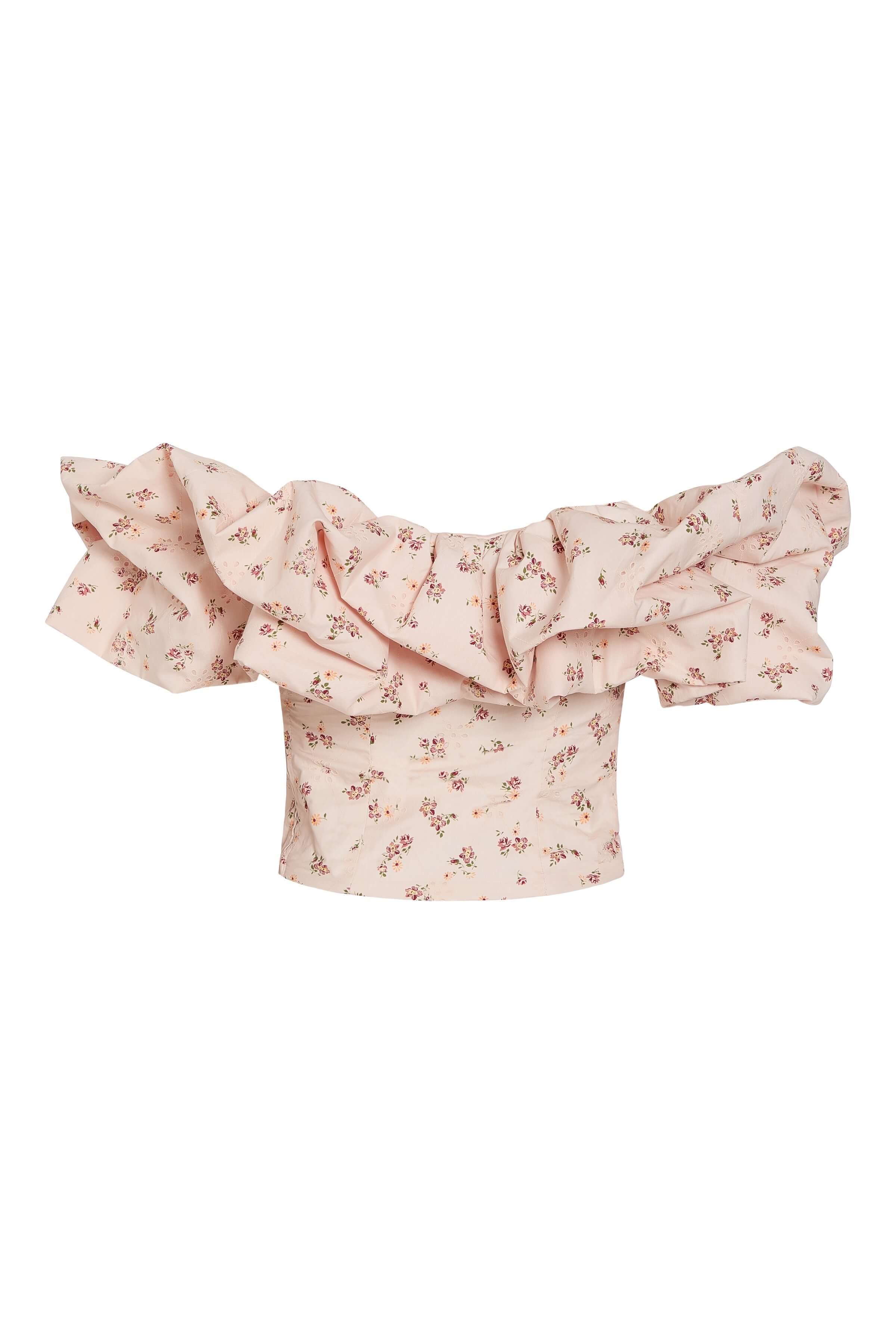 Dalia Blush Bouquet Cotton Eyelet Off-The-Shoulder Top