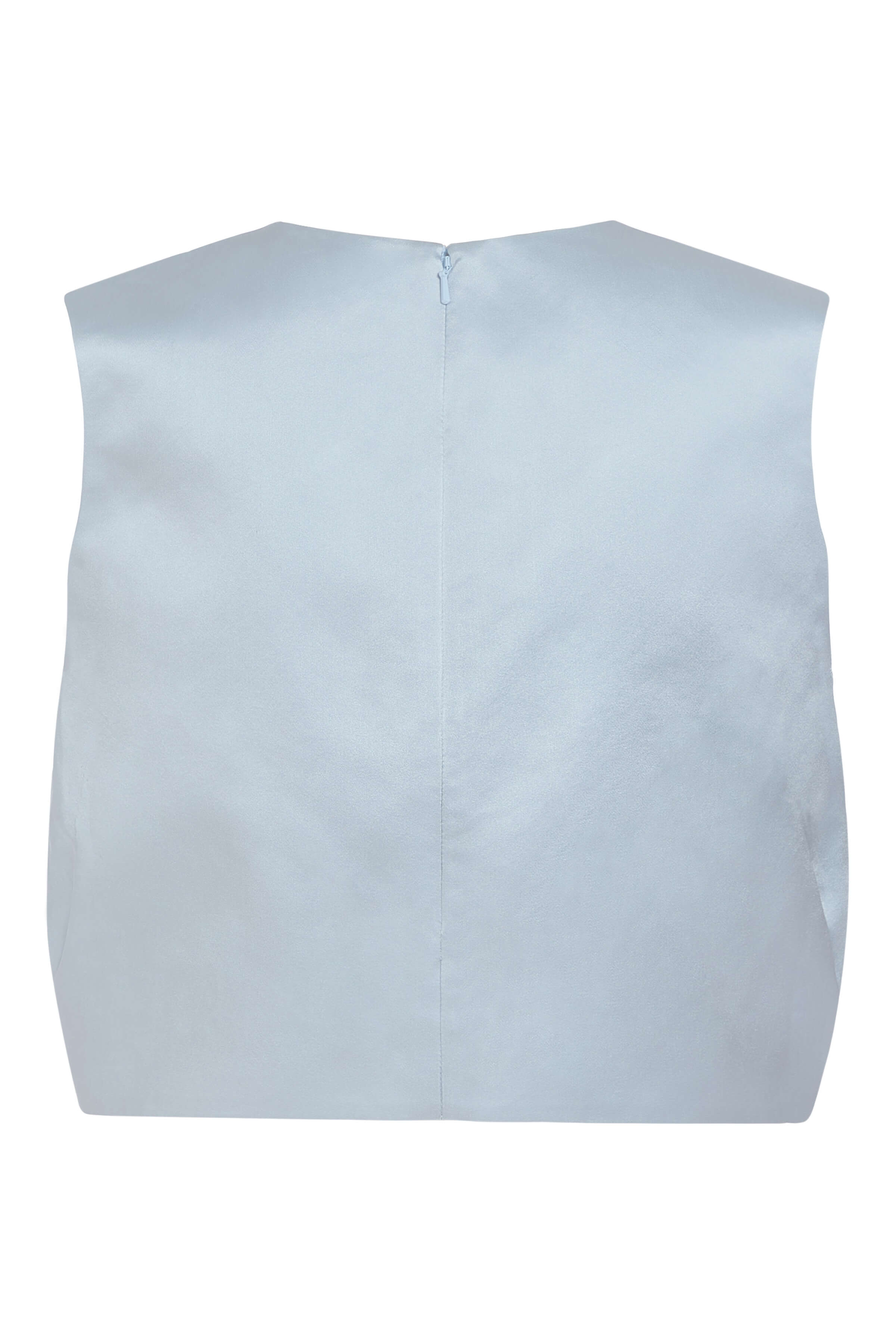 Kitty Bluebell Satin Side Pleat Top