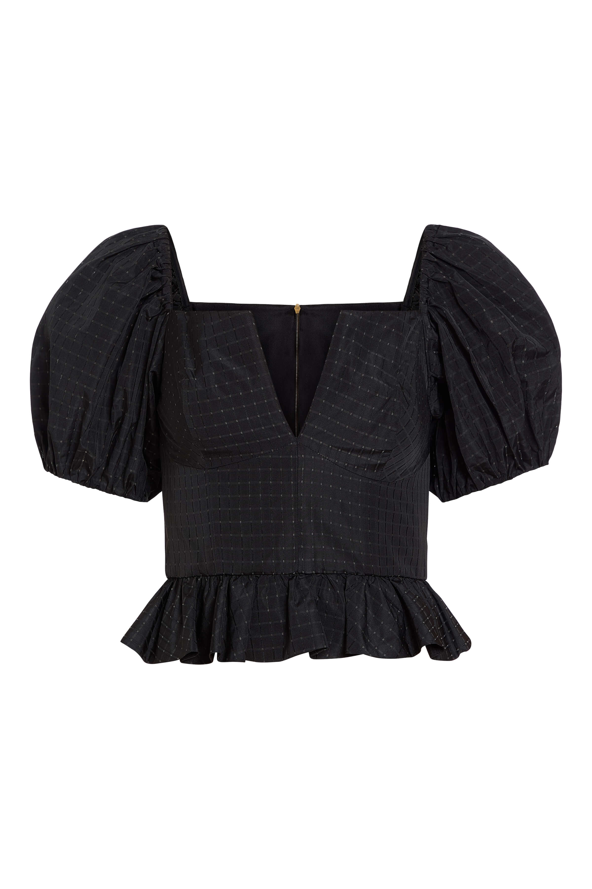 Lucia Black Gingham Taffeta Top