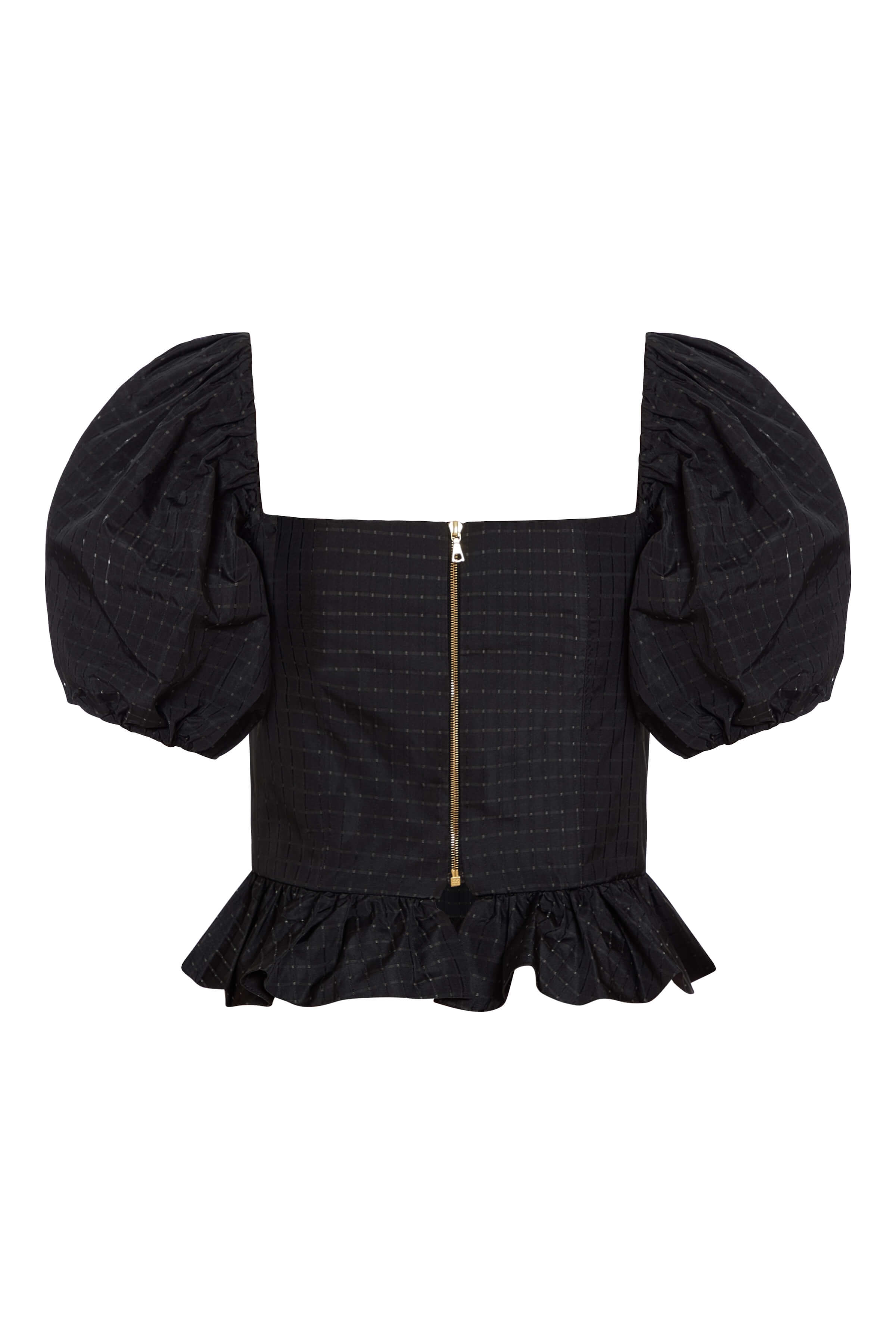 Lucia Black Gingham Taffeta Top