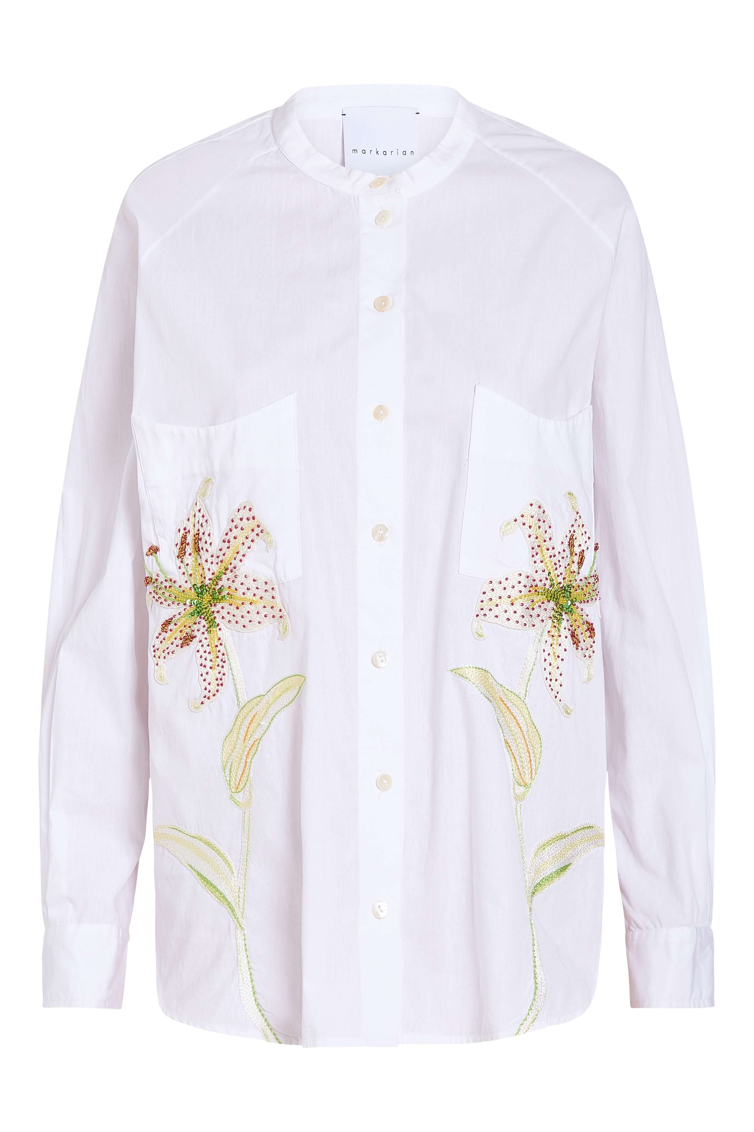 Margery Beaded Tiger Lily Button Down