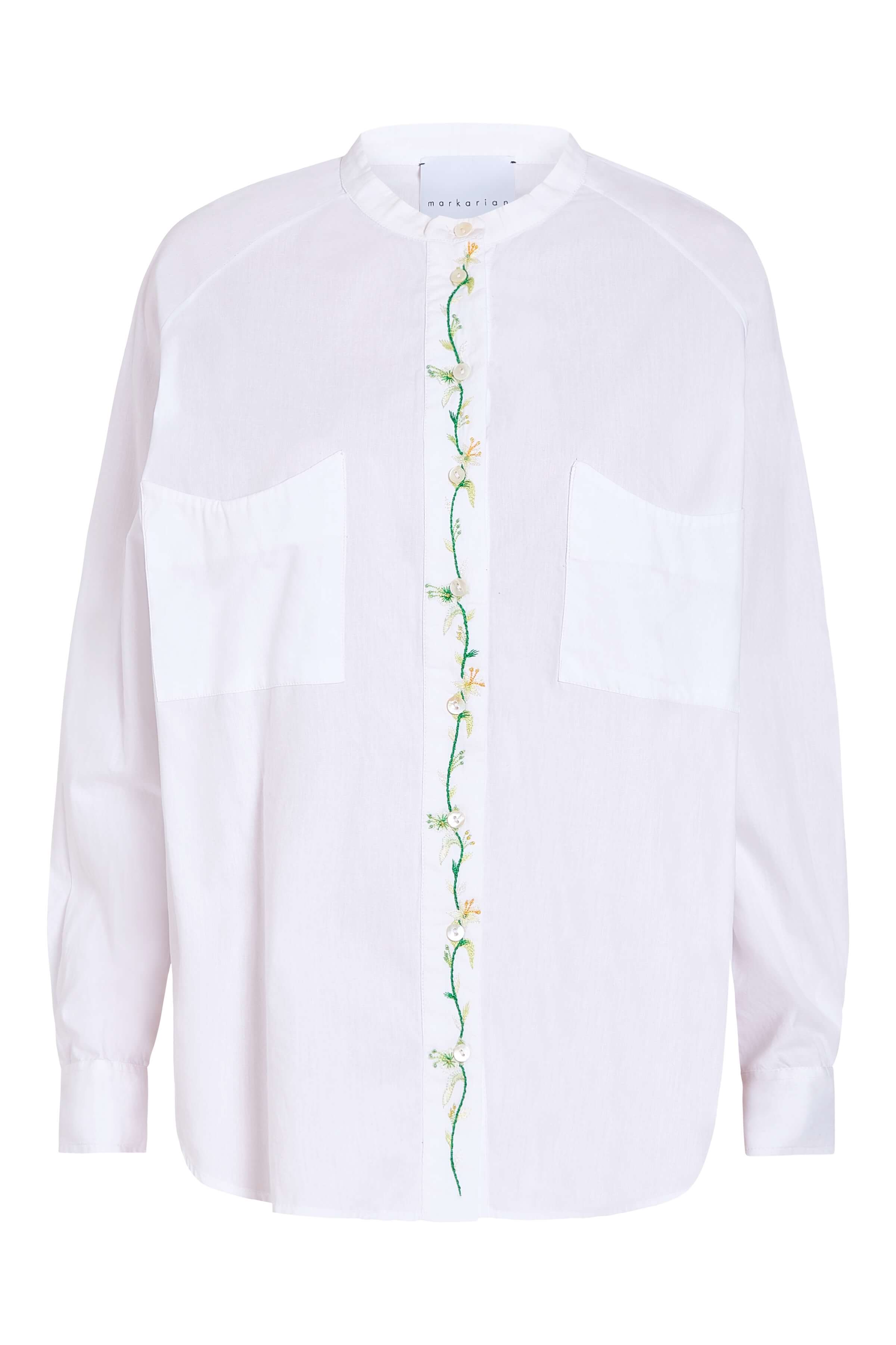 Margery Floral Embroidered Button Down