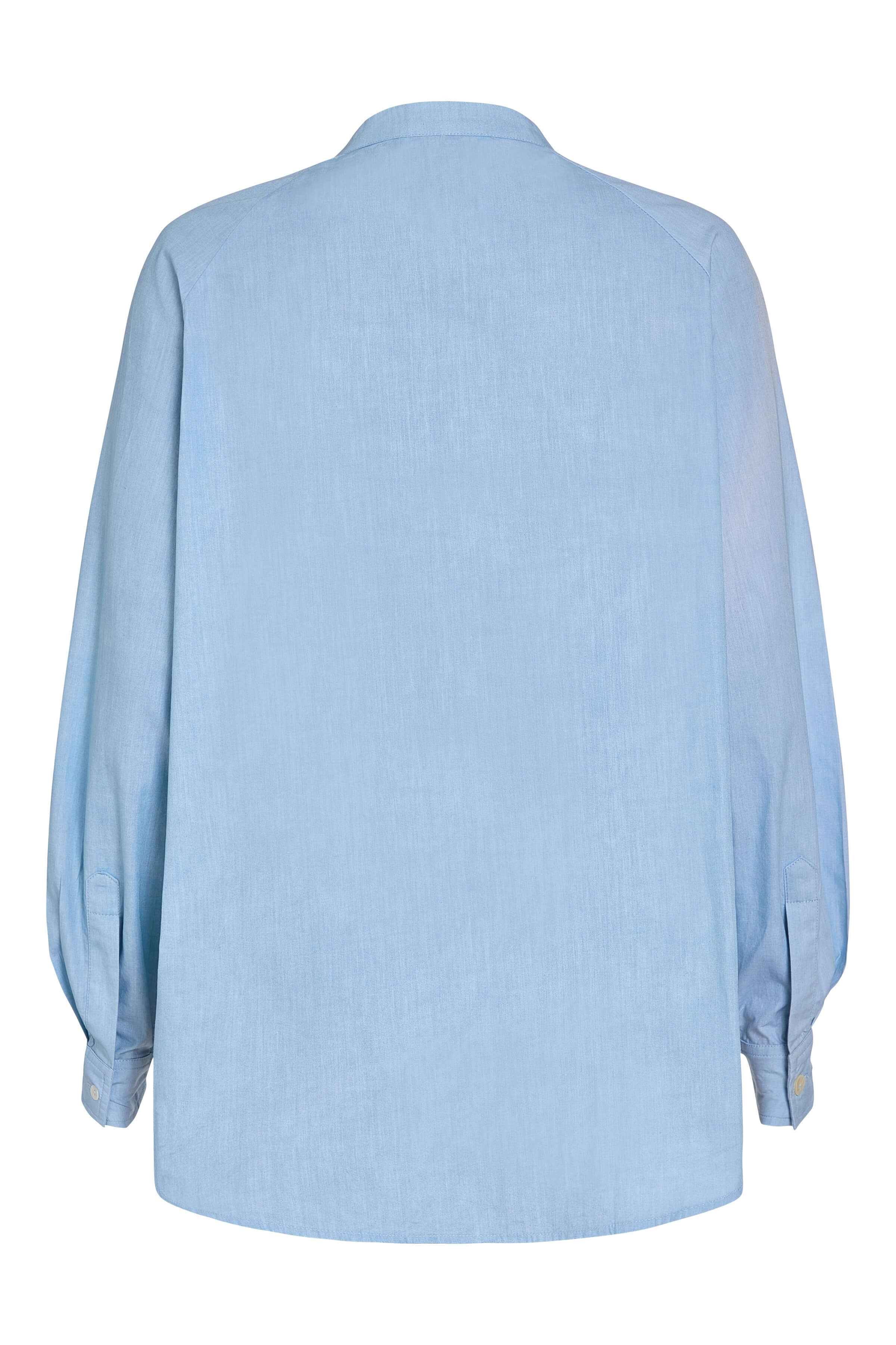 Margery Beaded Floral Pocket Blue Cotton Shirt