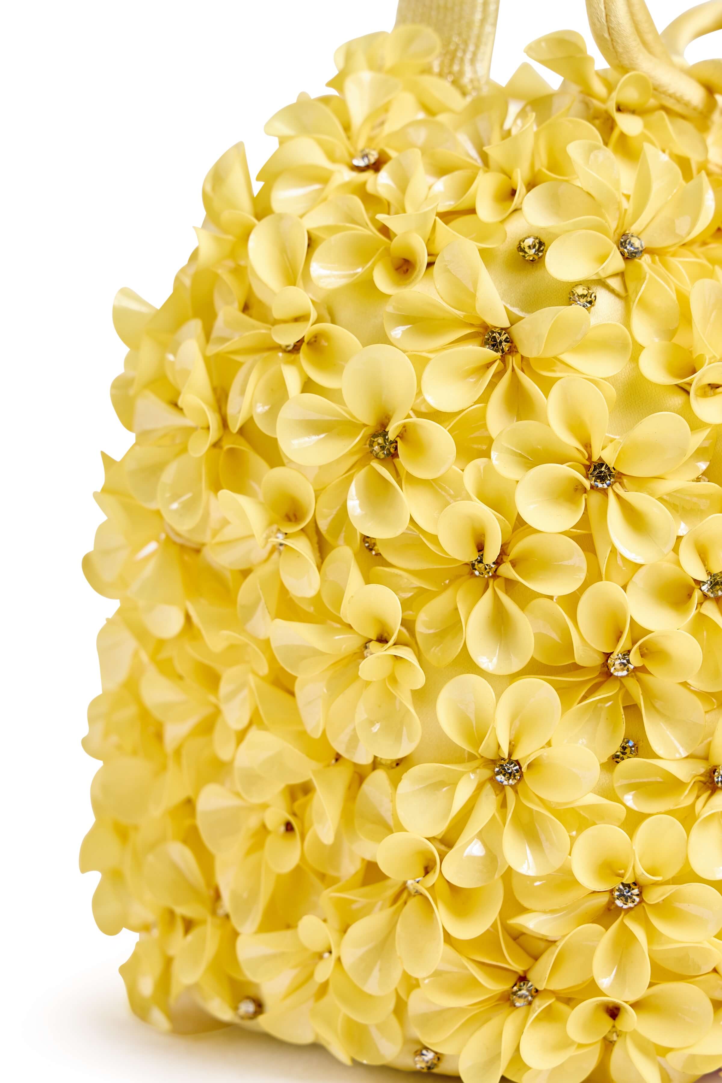 Bella Yellow Crystal Floral Bucket Bag