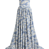 Brielle Prairie Blue Ikat Gown