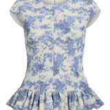 Lovelily Prairie Blue Ikat Top
