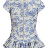 Lovelily Prairie Blue Ikat Top