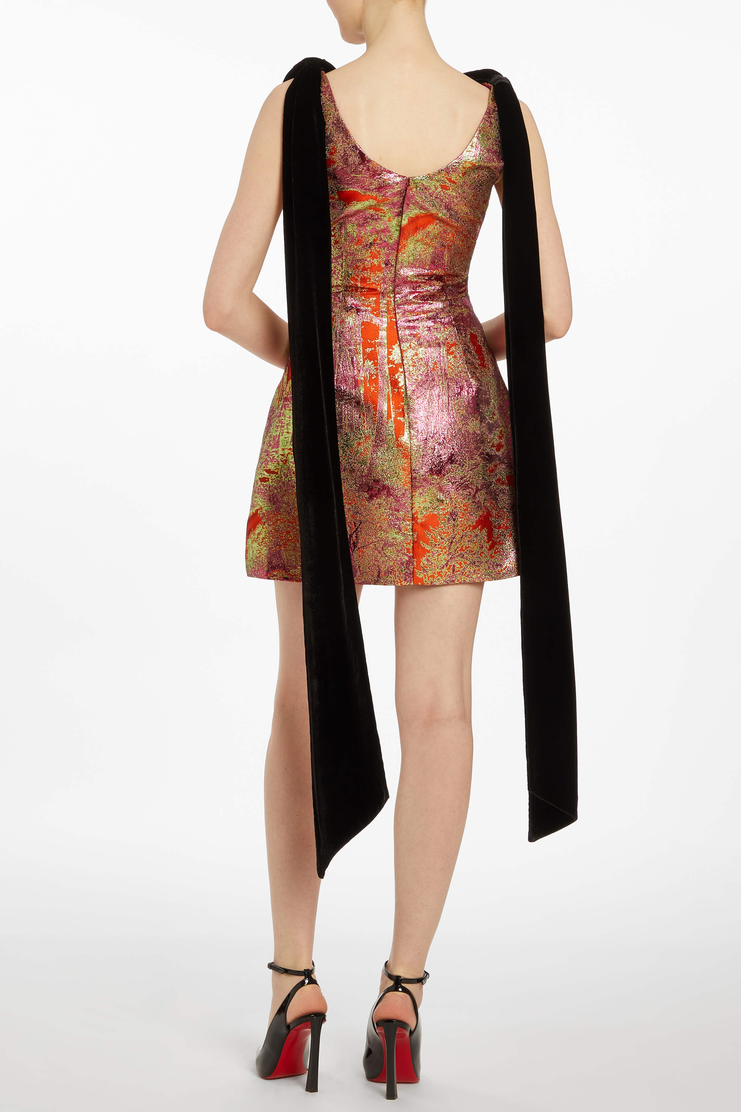 Gita Metallic Brocade Mini Dress