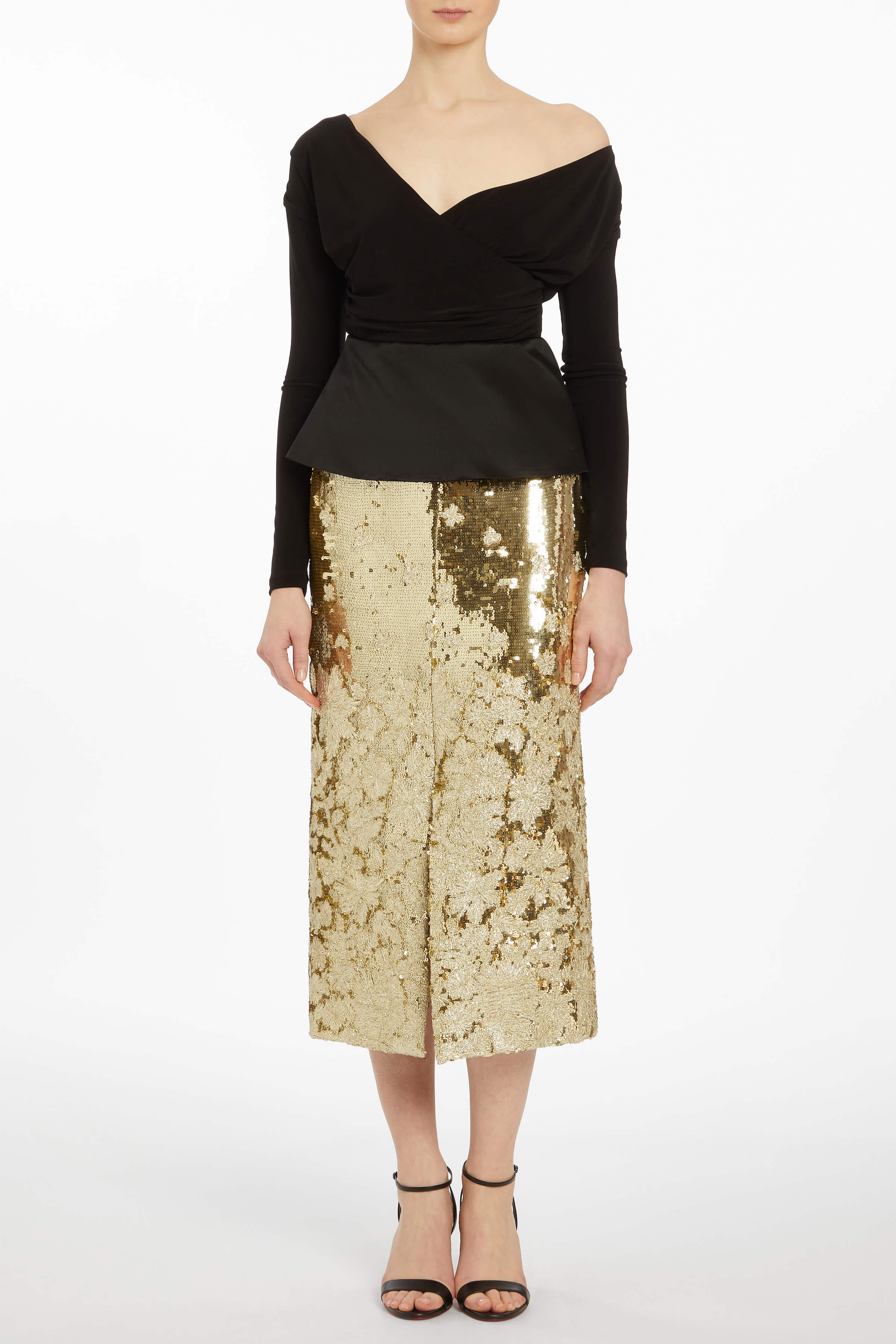 Rosa Gold Floral Sequin Skirt