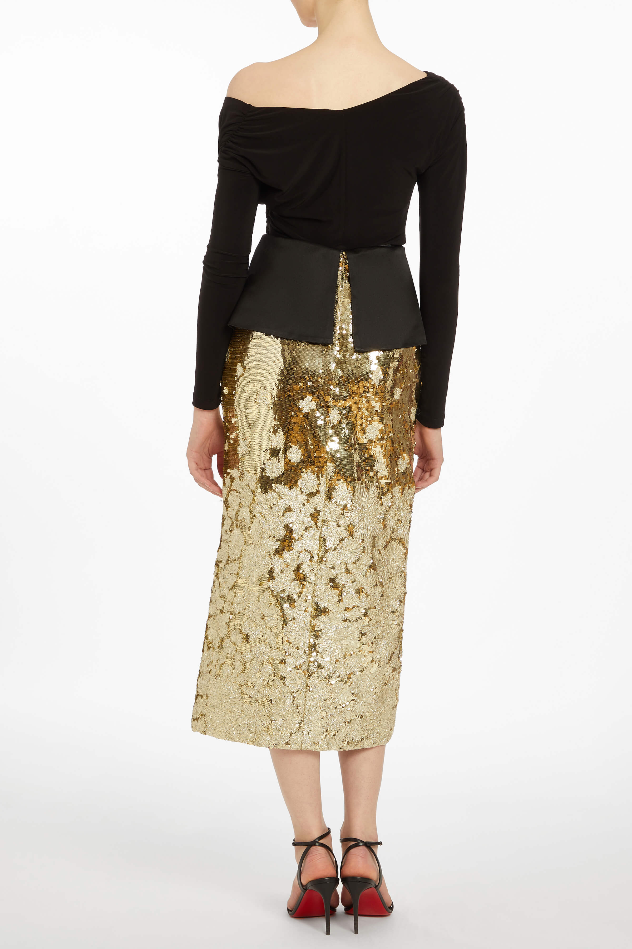 Rosa Gold Floral Sequin Skirt
