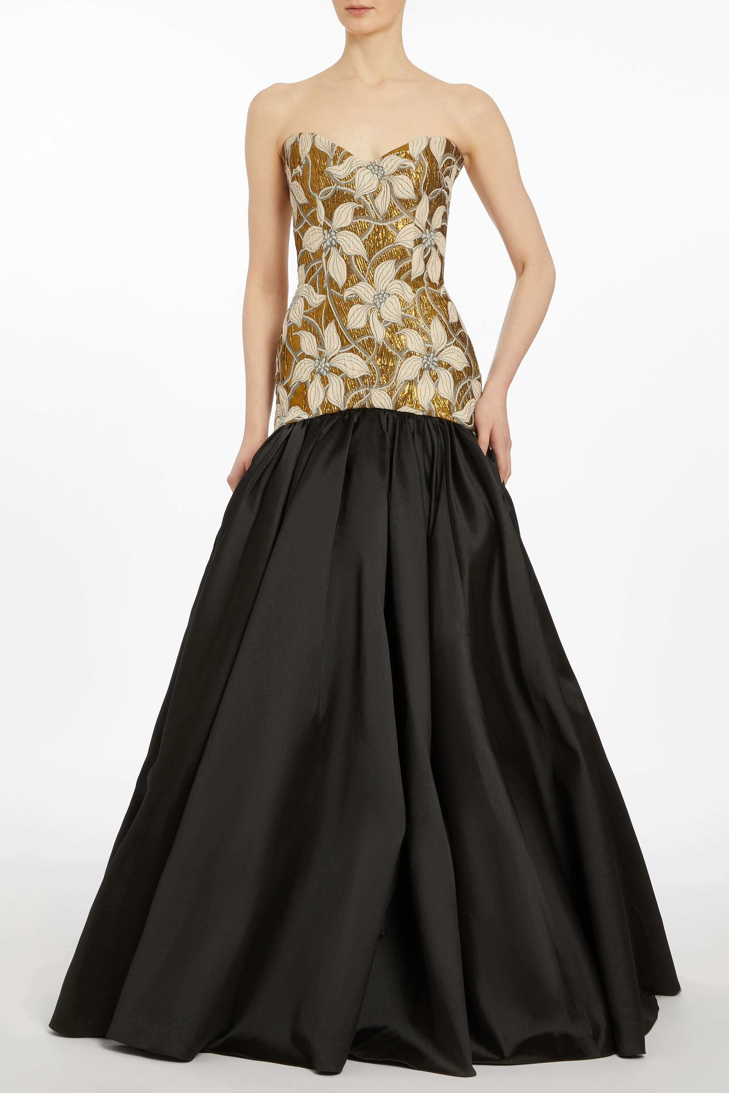 Gwendolyn Gold Floral Brocade Gown