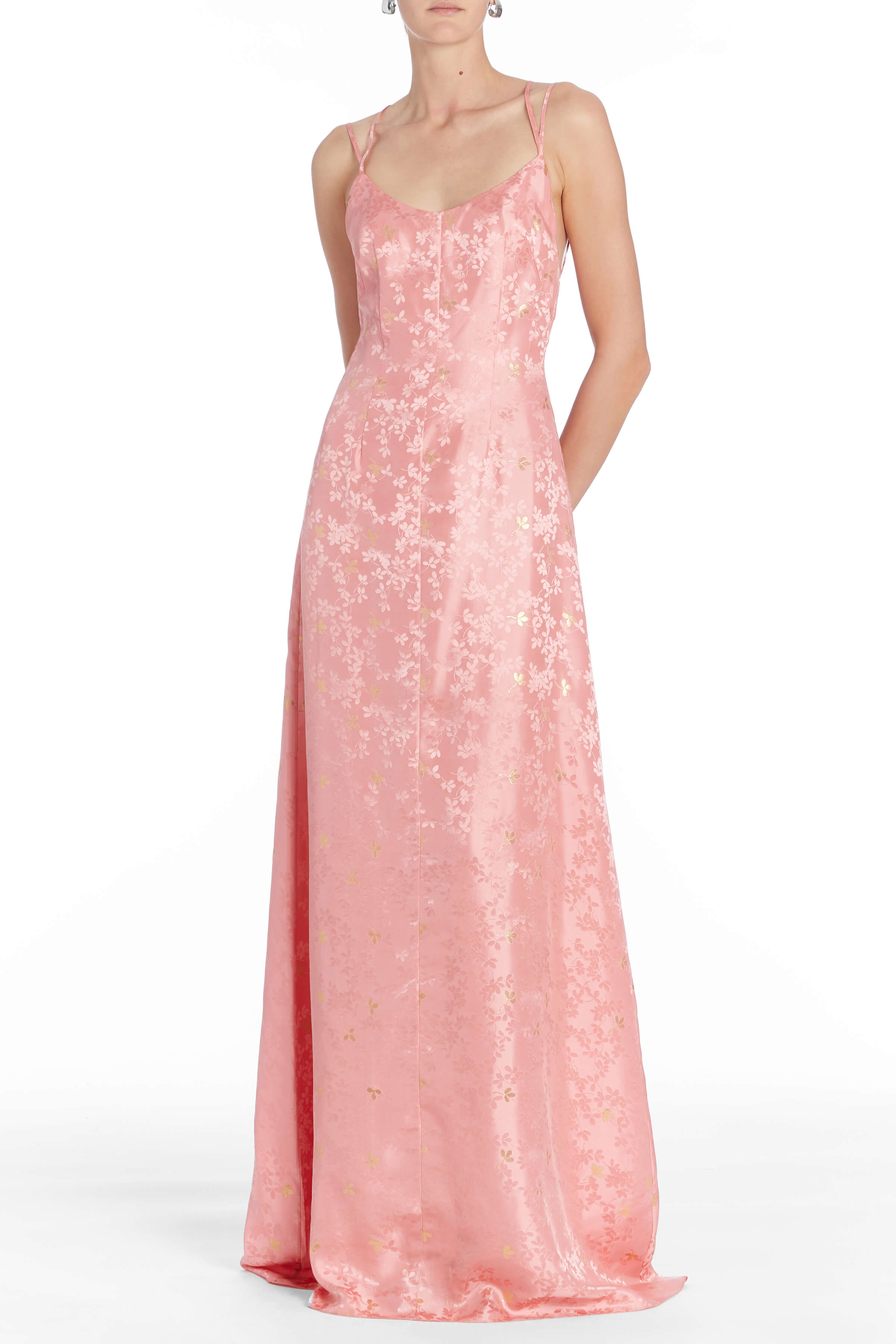 Phoenix Dusty Pink Floral Backless Gown
