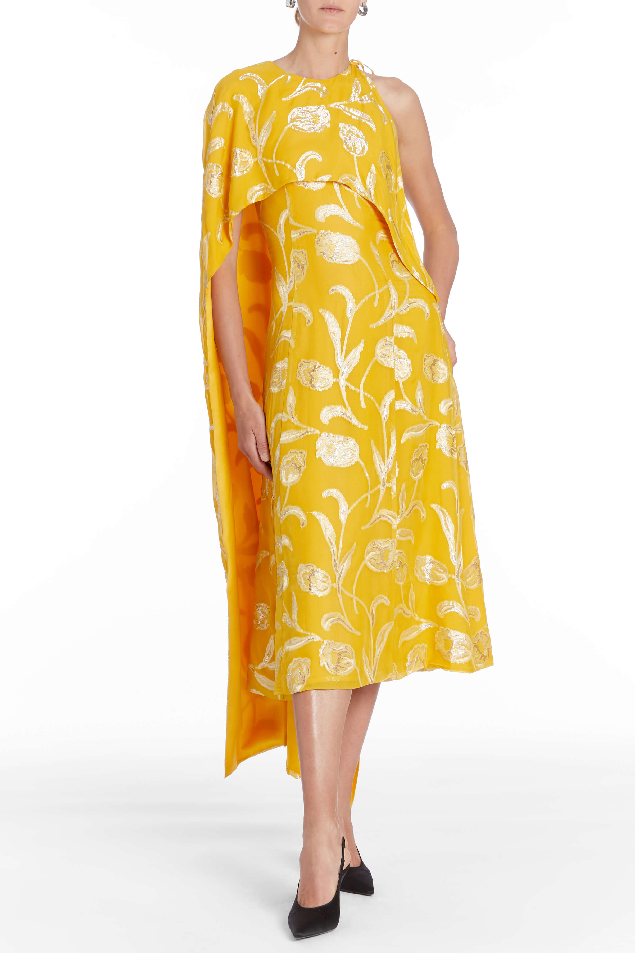 SALE: Kennedy Yellow Cape Dress