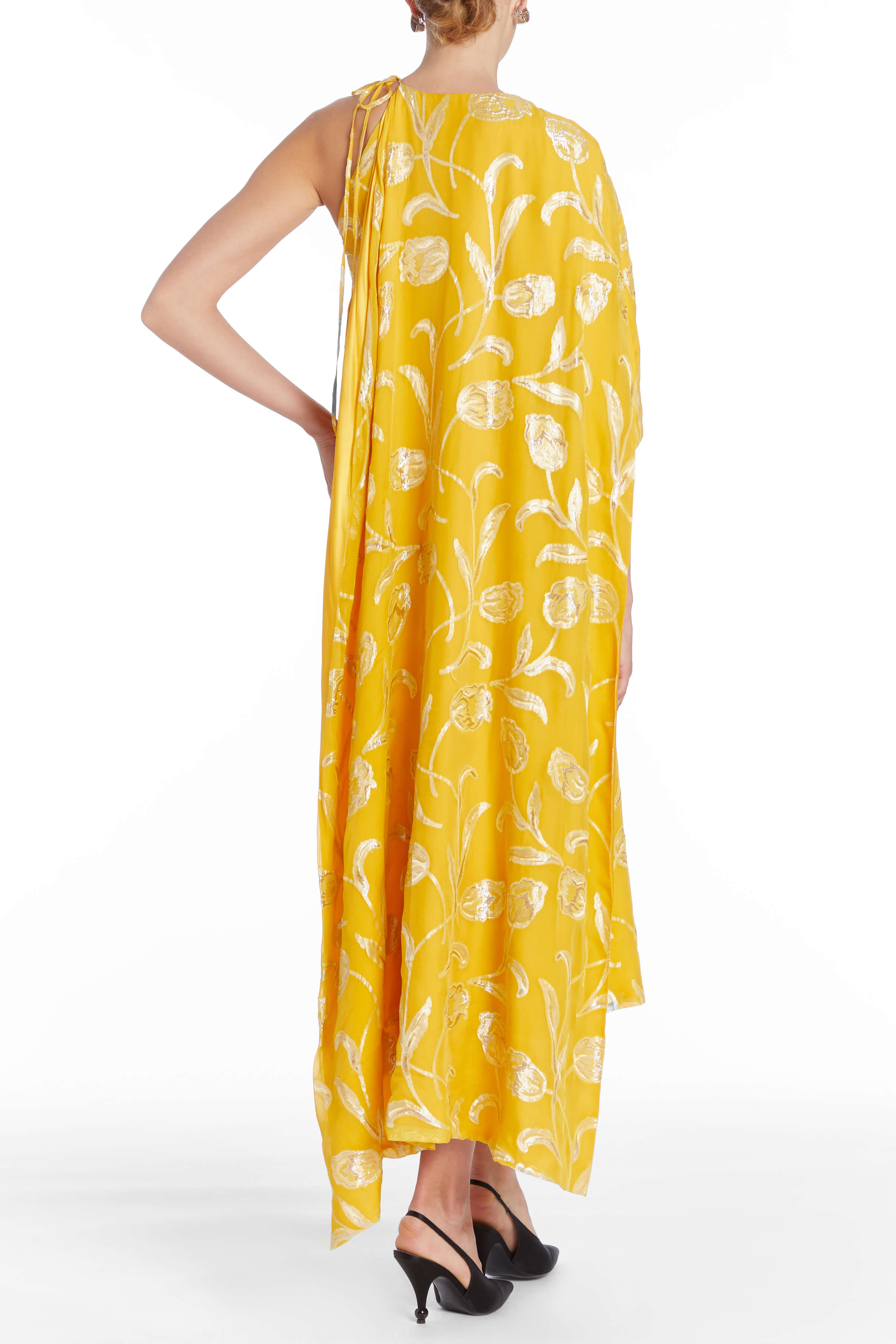 Kennedy Yellow Floral Cape Dress