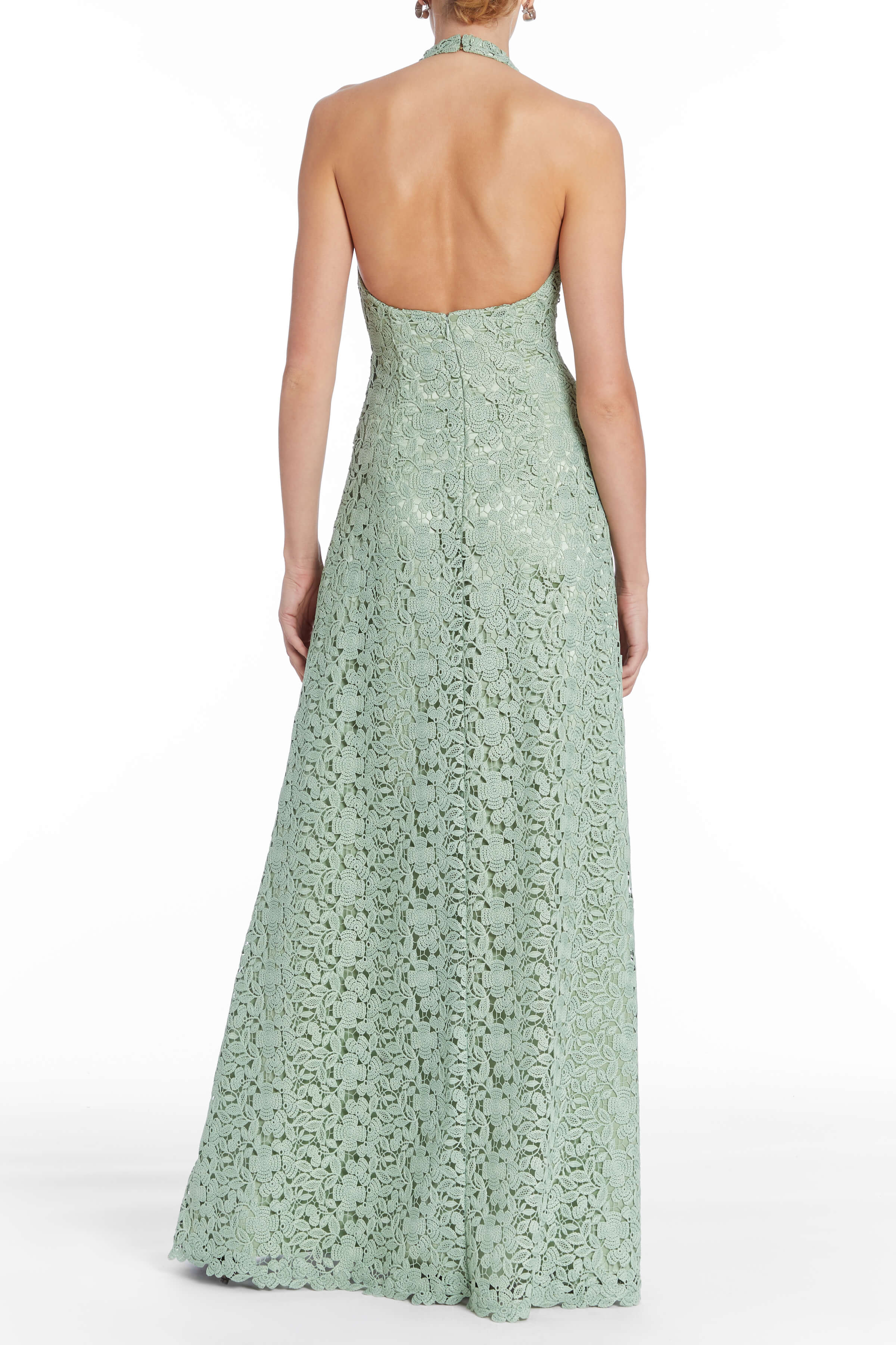 SALE: Sahara Green Crochet Lace Gown
