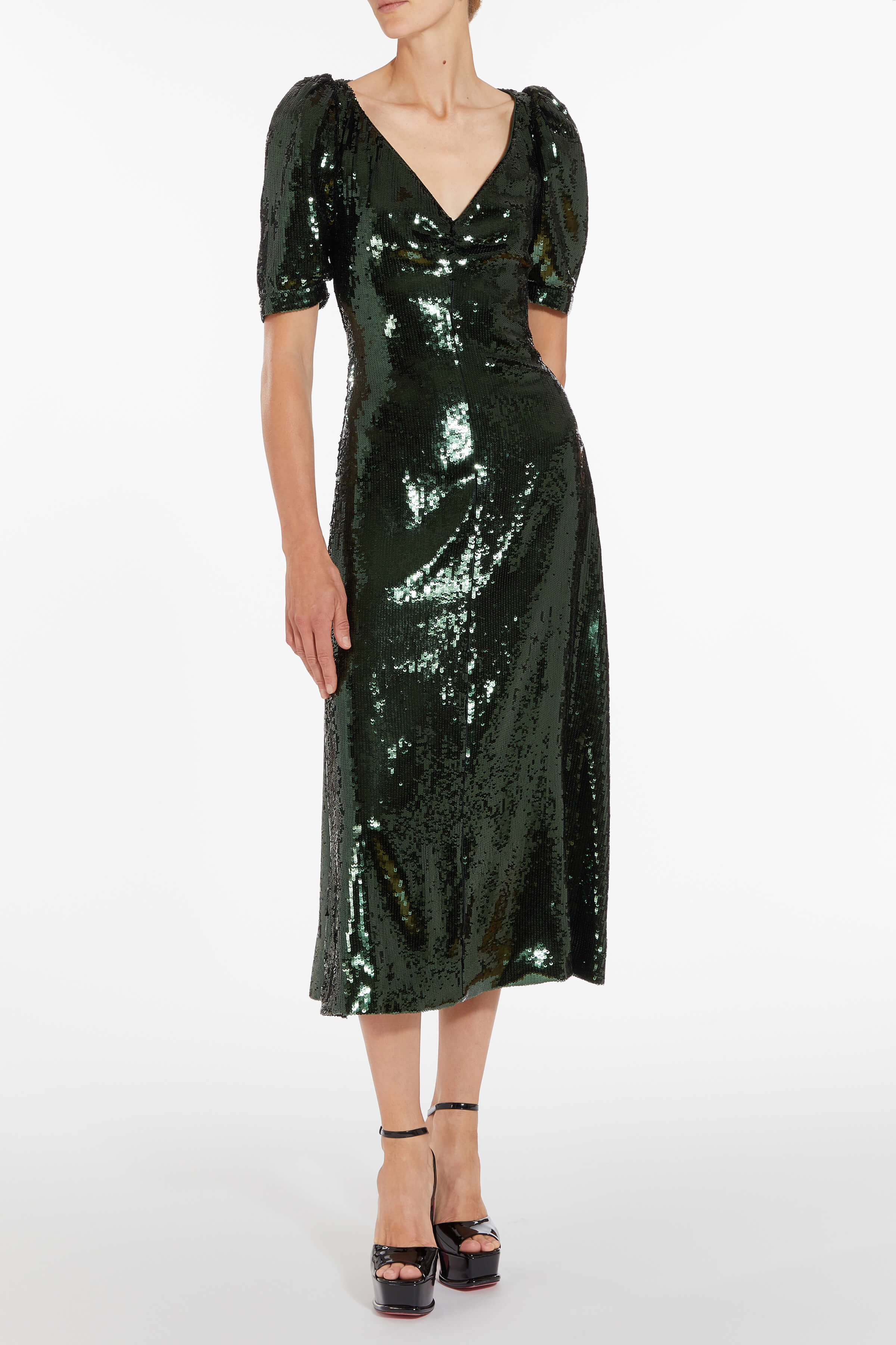 September Emerald Paillette Midi Dress