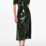 September Emerald Paillette Midi Dress