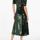 September Emerald Paillette Midi Dress