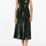 Veronica Emerald Paillette Strapless Midi Dress