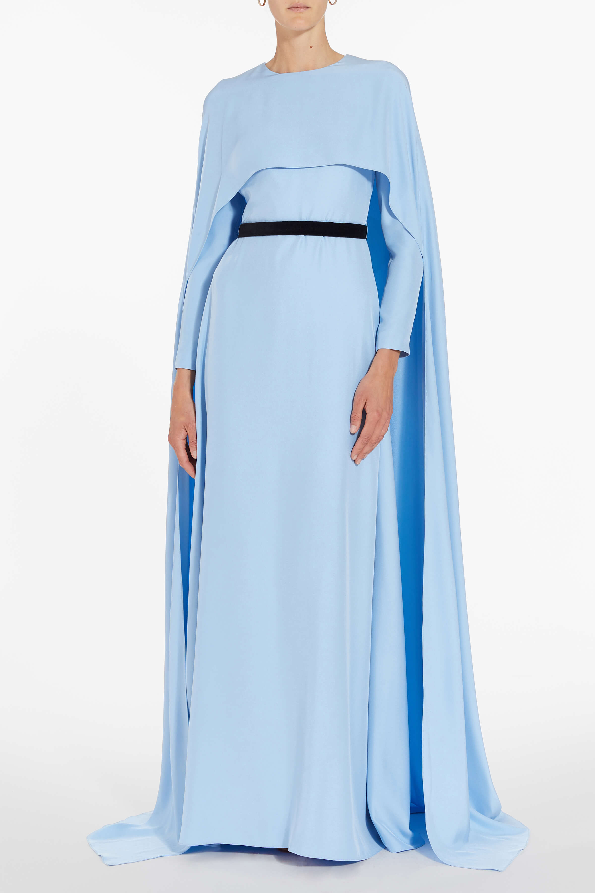 Natasha Powder Blue Cape Gown