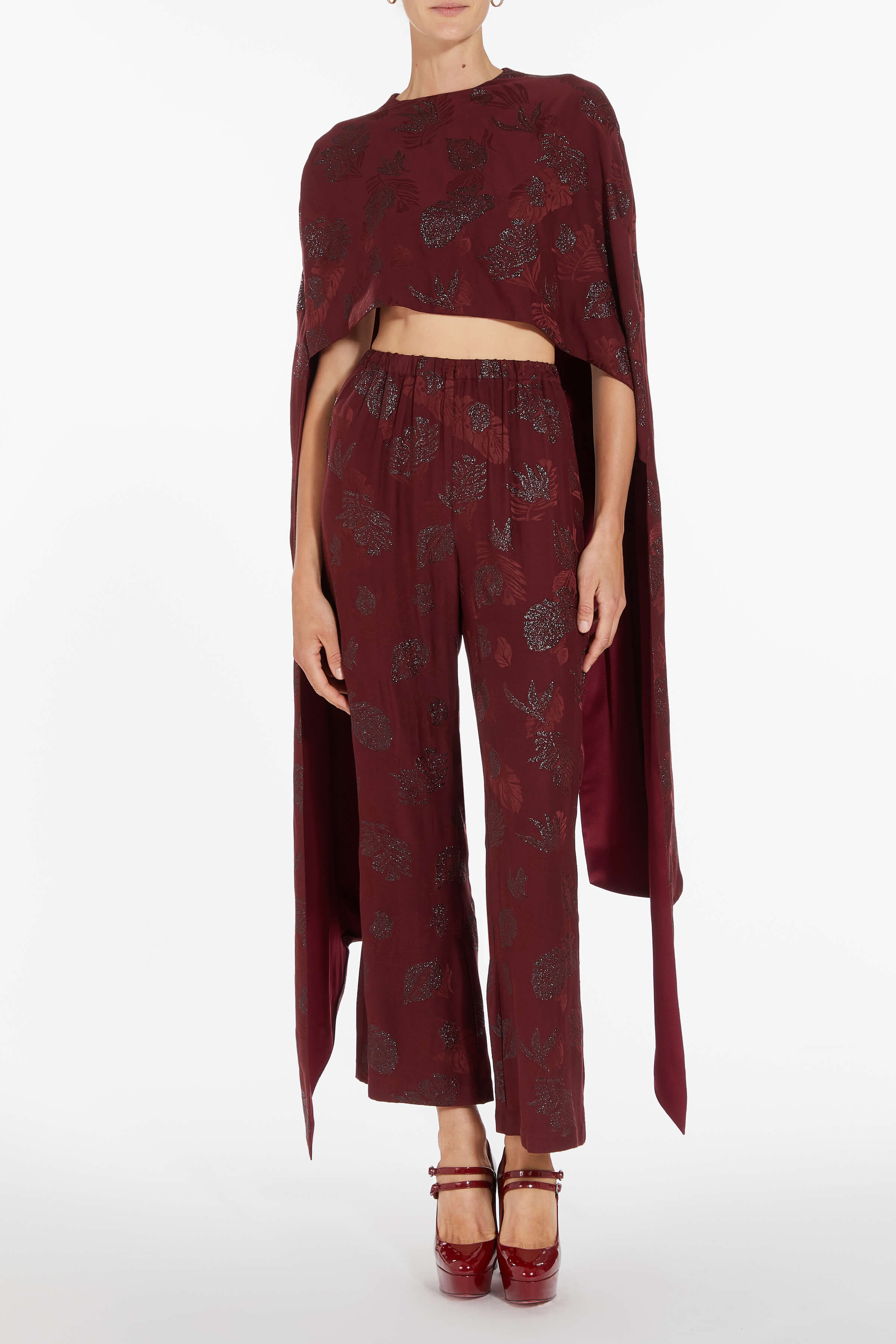 Gigi Maroon Floral Easy Pant