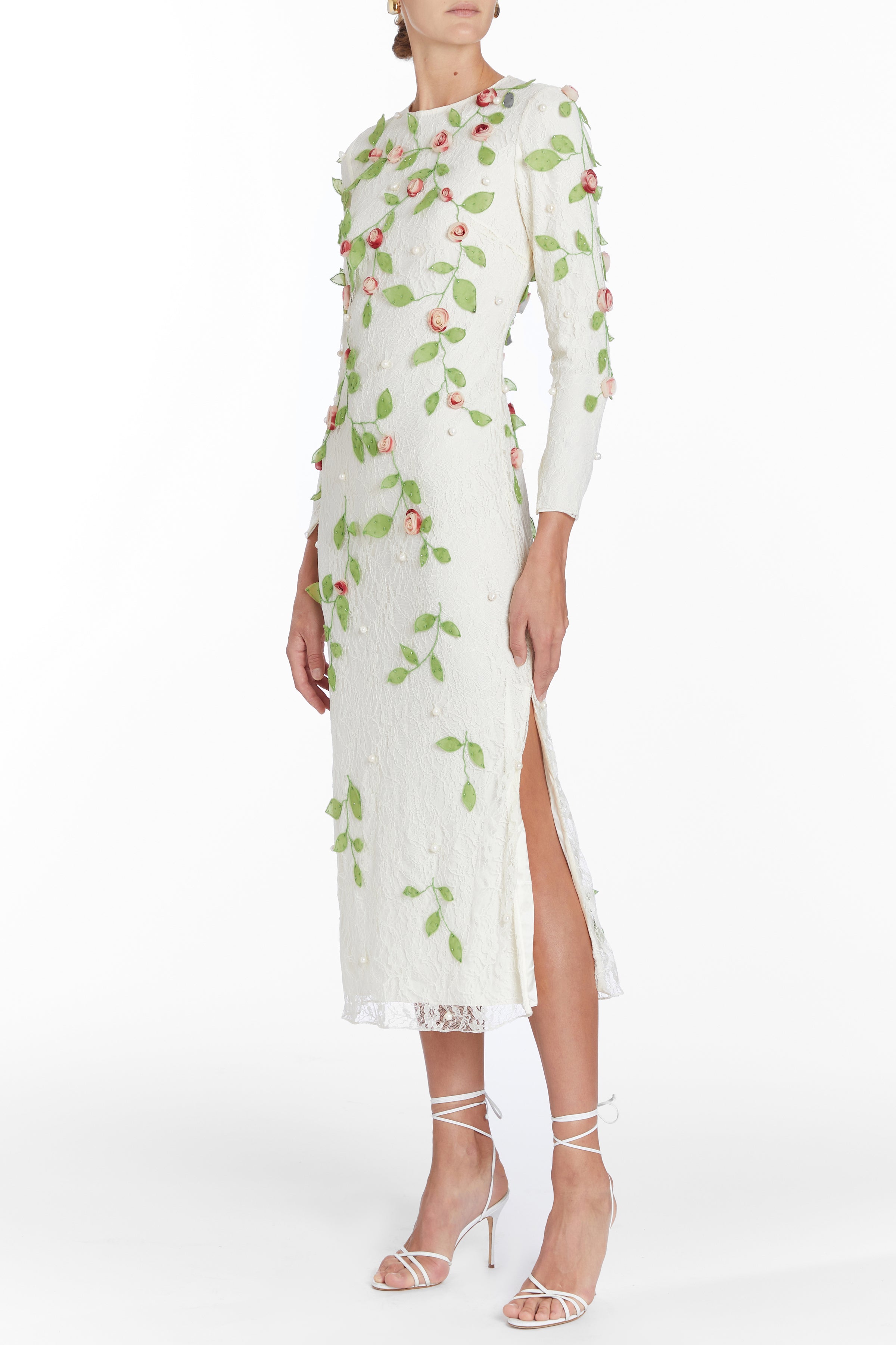 Avelina Embroidered Lace Midi Dress