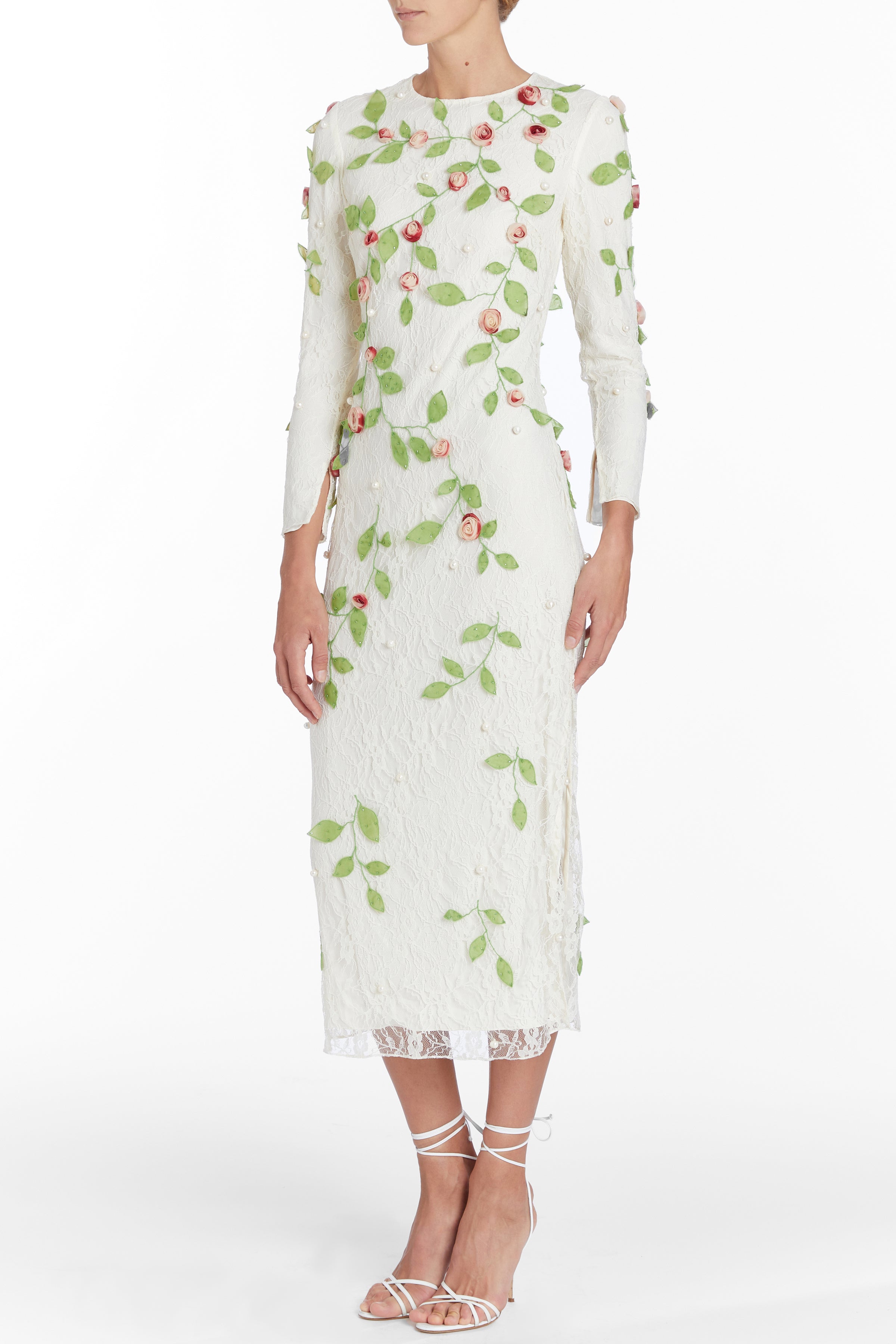 Avelina Embroidered Lace Midi Dress