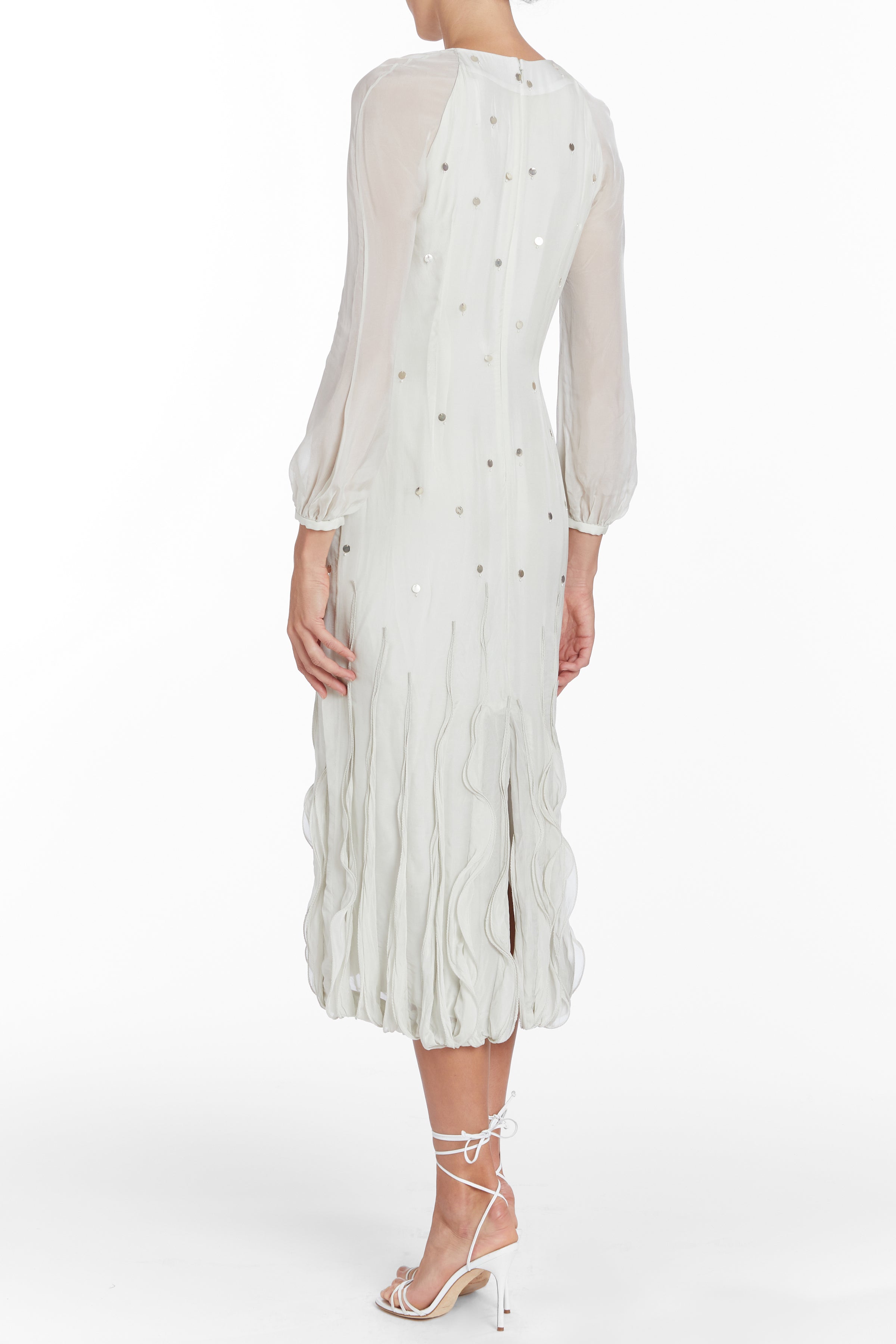 Phyllis Mint Blouson Sleeve Midi Dress