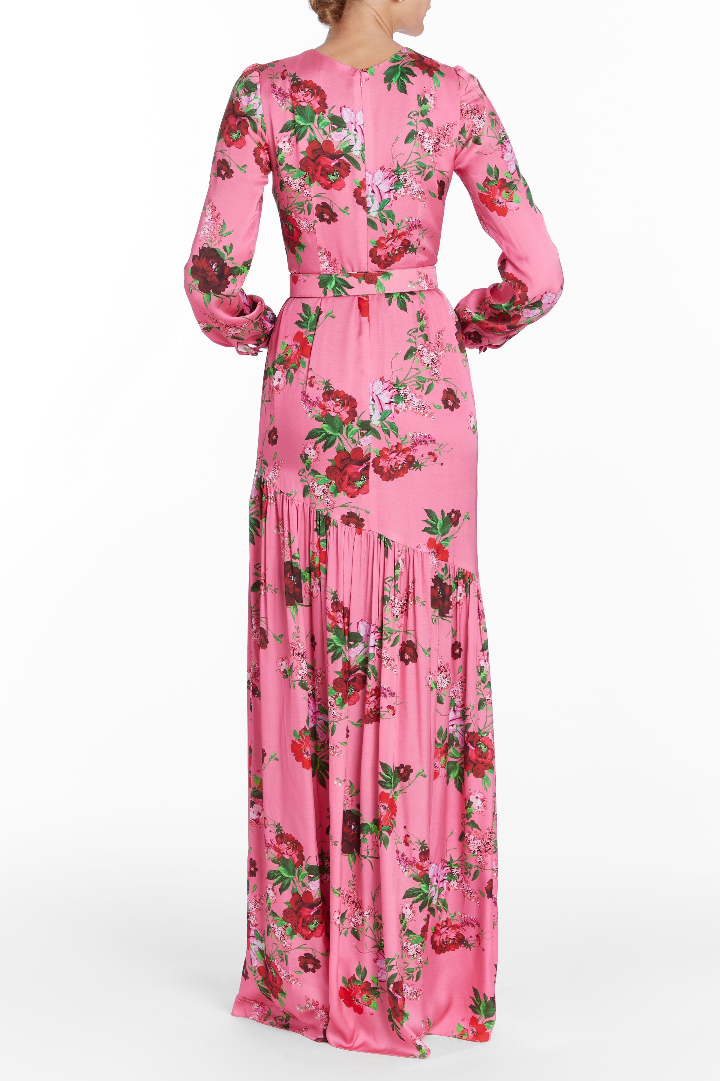 Calypso Pink Floral Tiered Gown