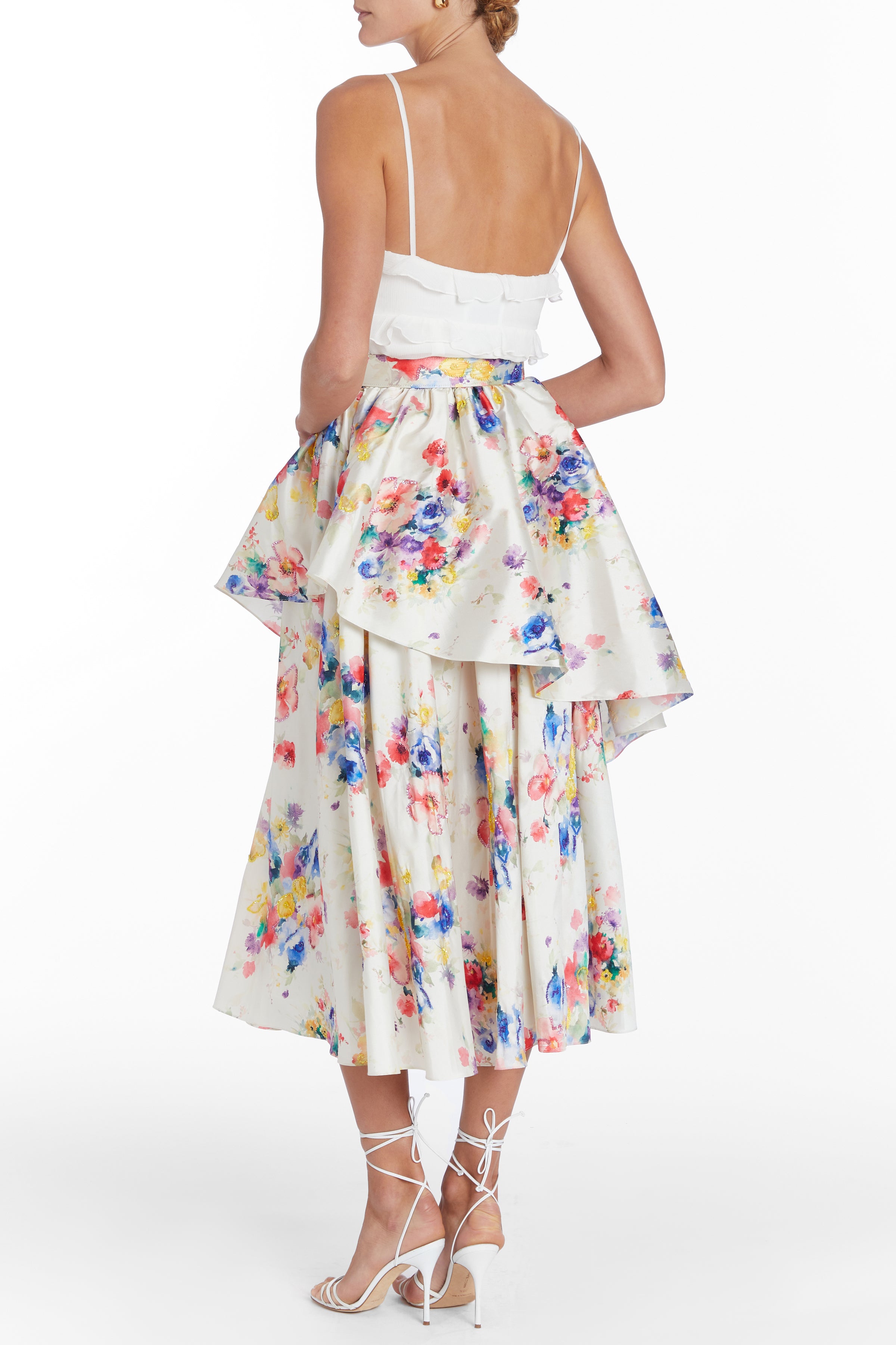 Elena Beaded Floral Ruffle Skirt
