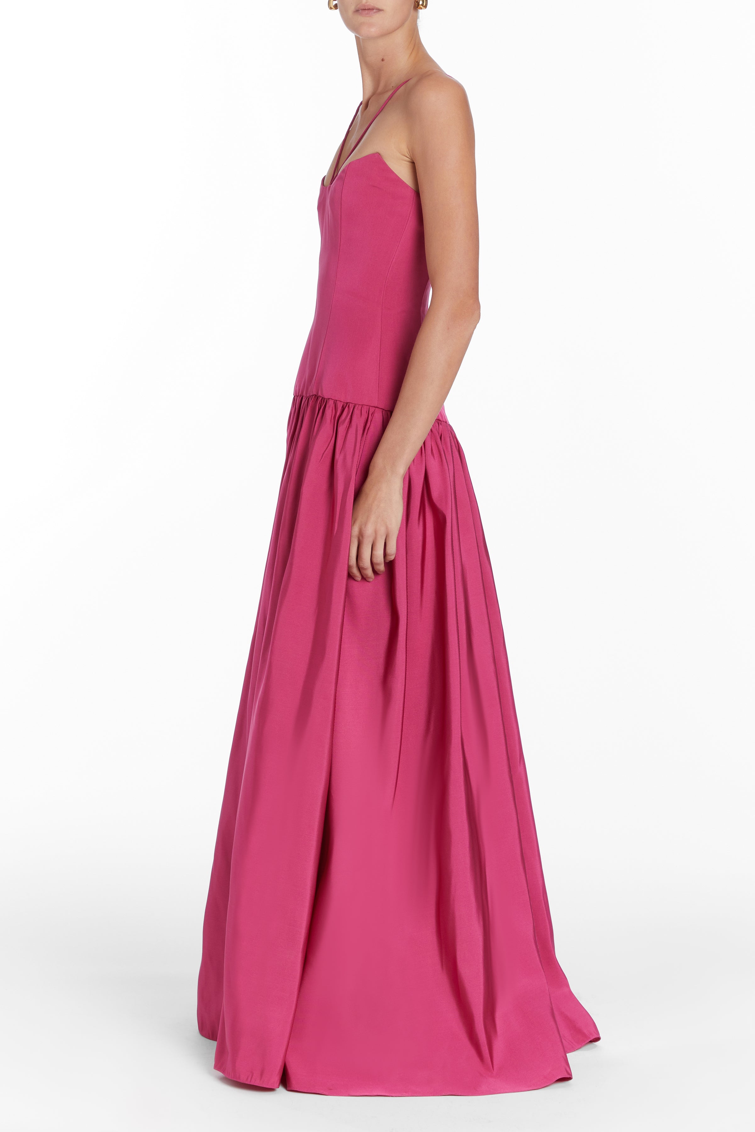 Petra Raspberry Faille Dropwaist Gown