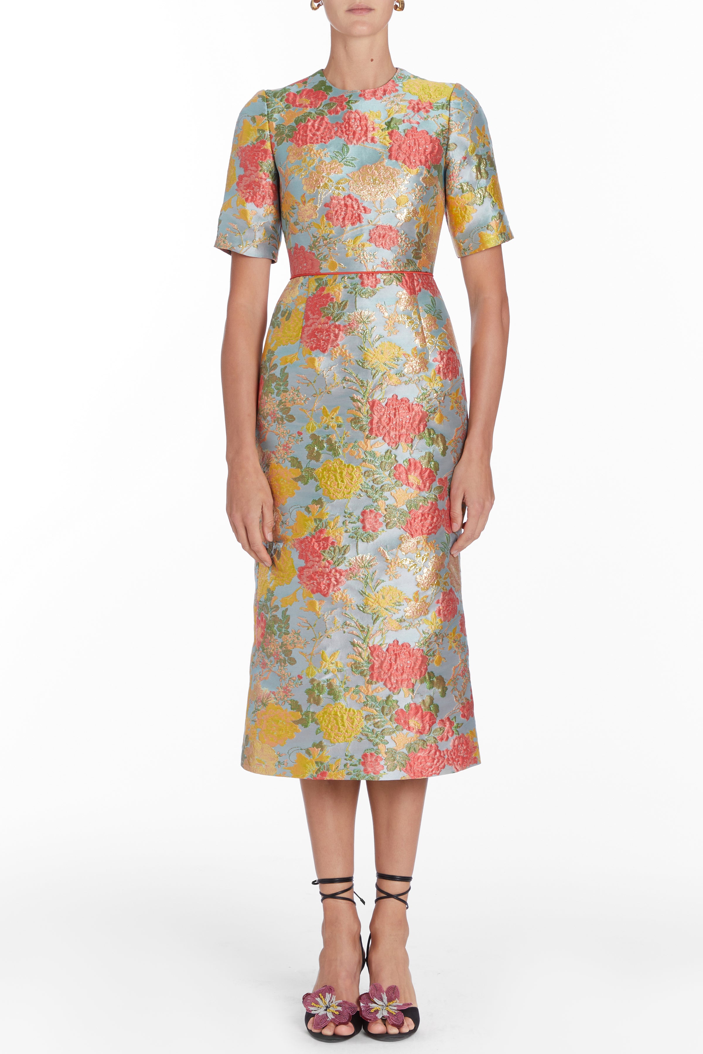 Gladys Floral Jacquard Midi Dress