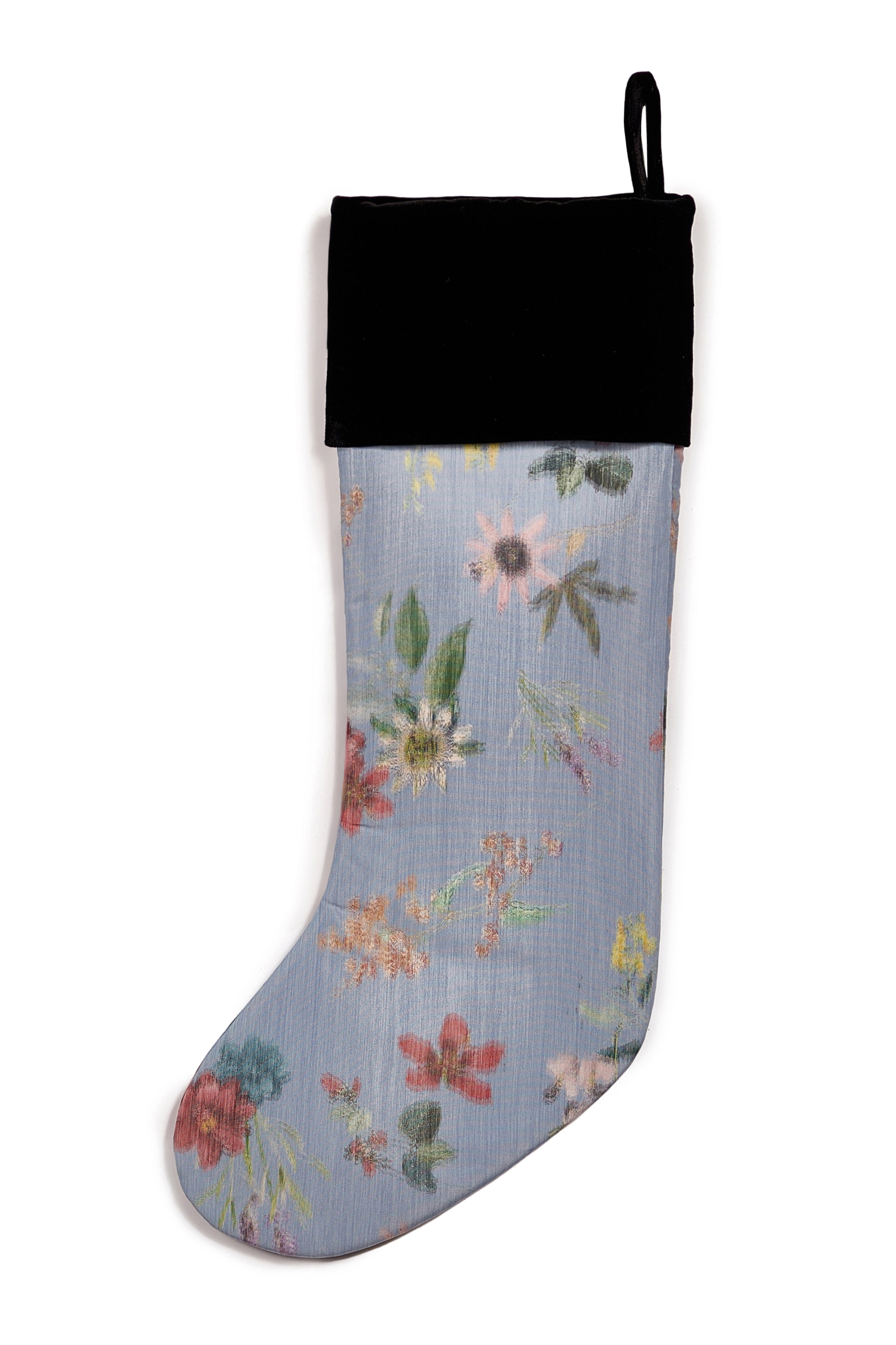 Blue Floral Ikat Holiday Stocking