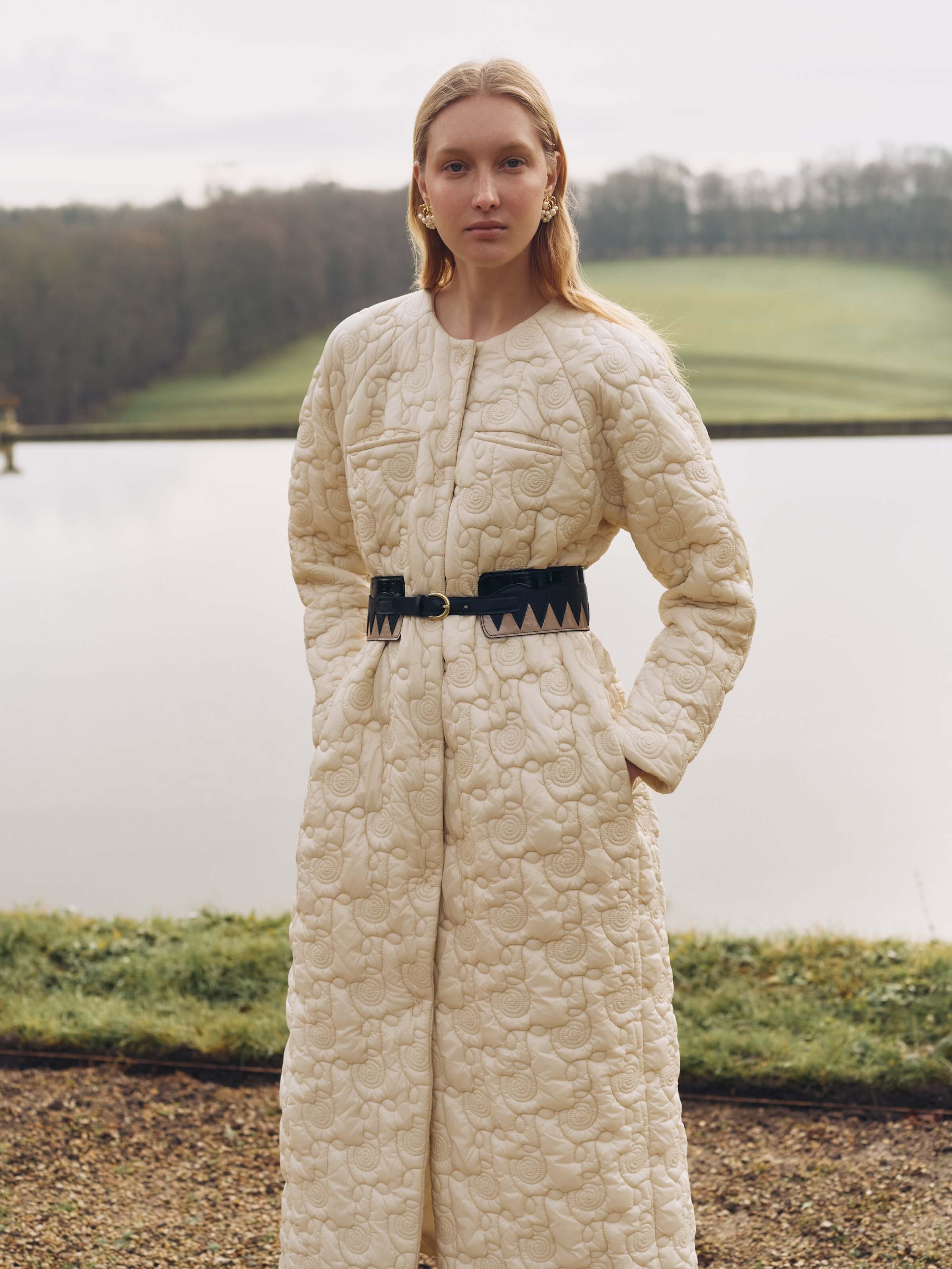 Briallen Ivory Quilted Coat