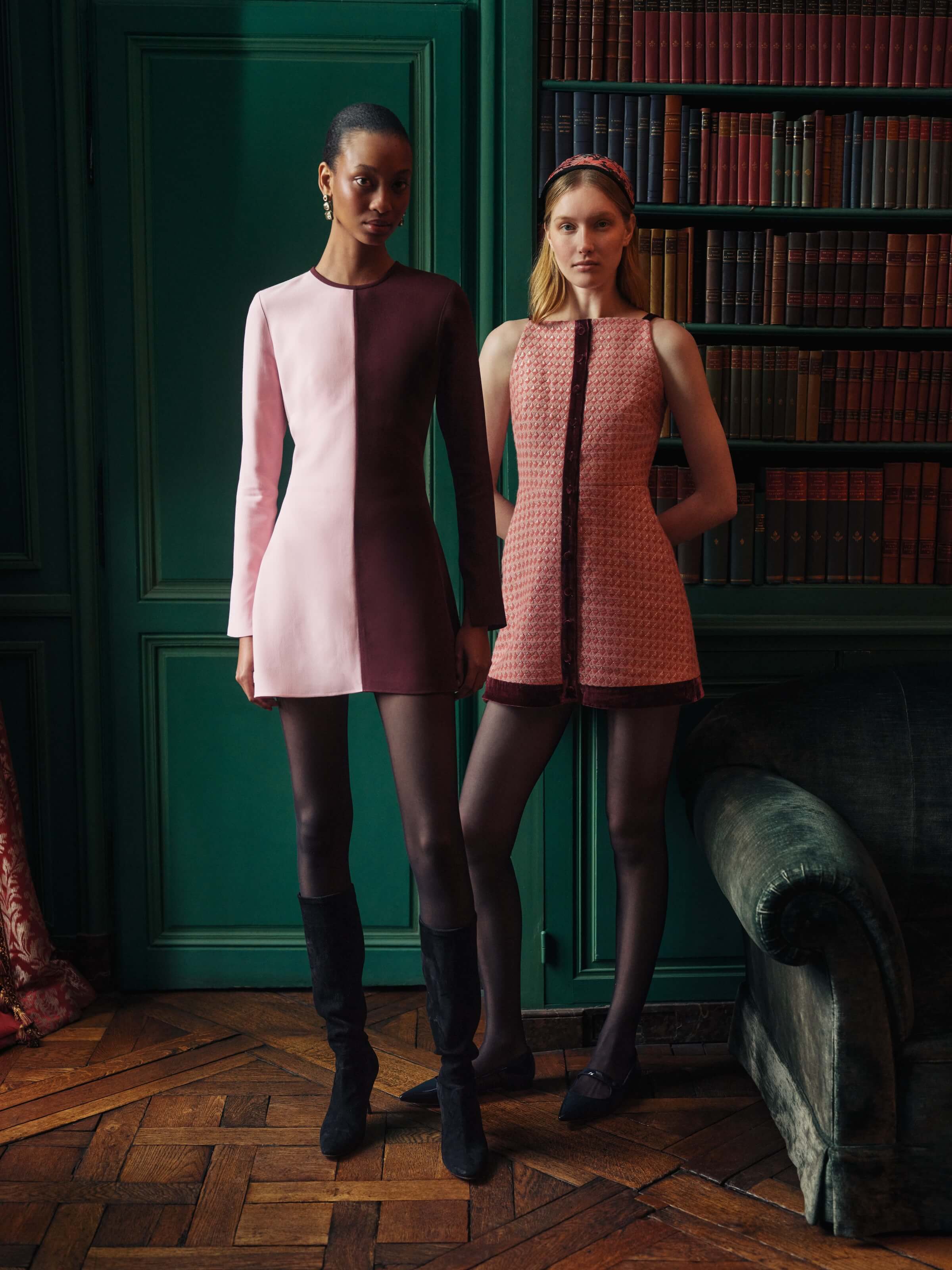 Grace Tweed And Velvet Mini Dress